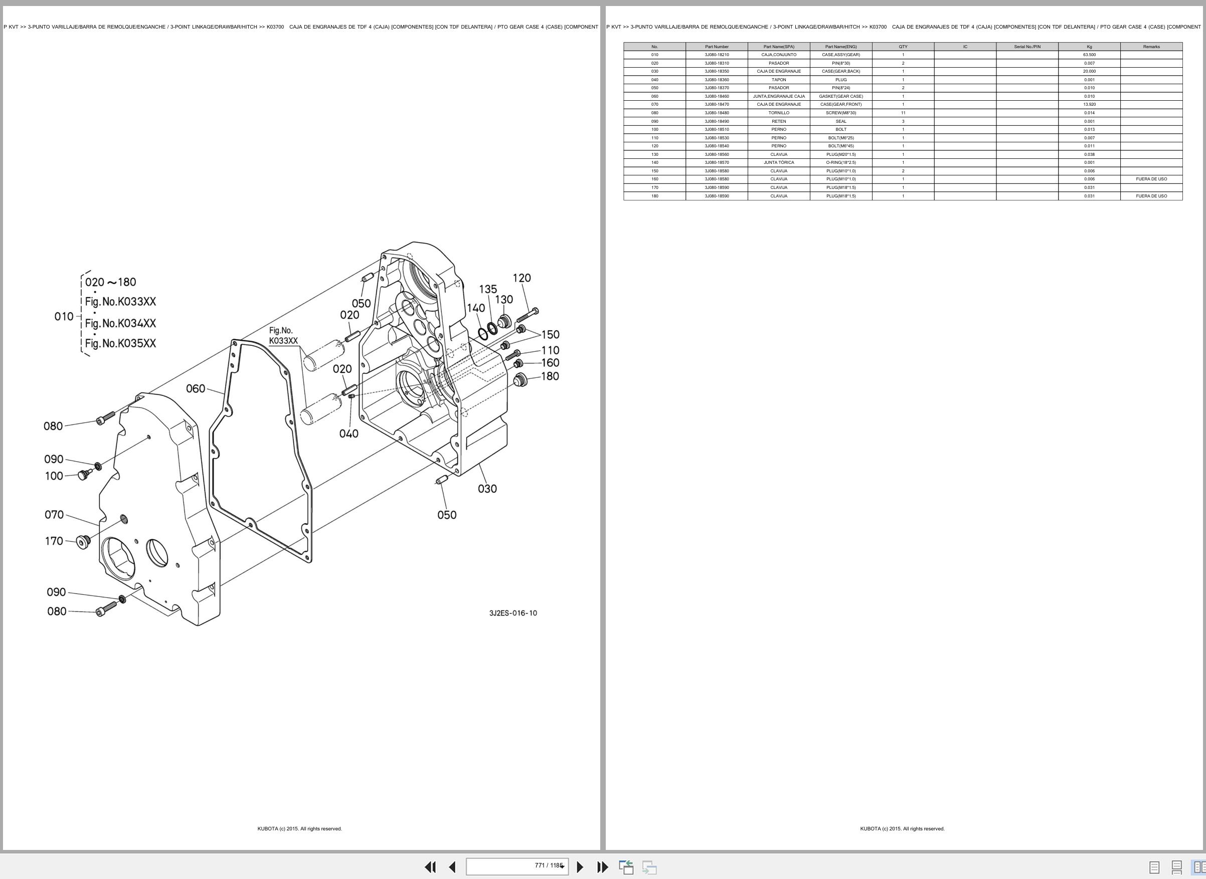 Kubota Tractor M7171P M7171KVT Spare Parts Catalog EN ES (3)