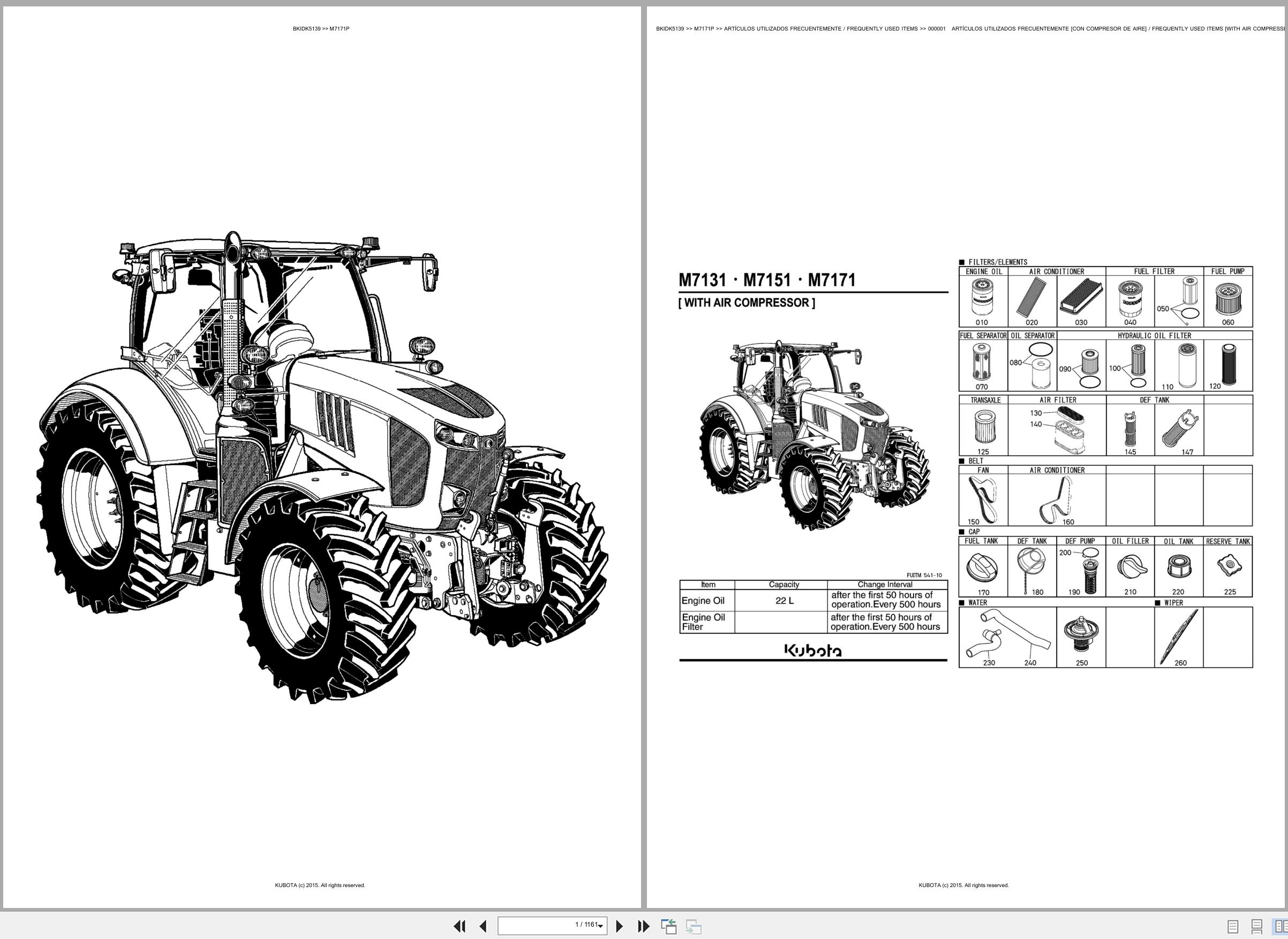 Kubota Tractor M7171P Spare Parts Catalog EN ES (1)
