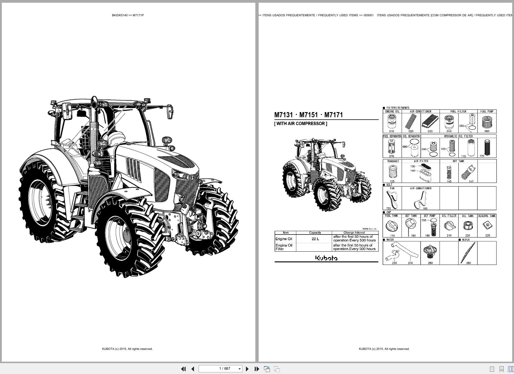 Kubota Tractor M7171P Spare Parts Catalog EN PT (1)