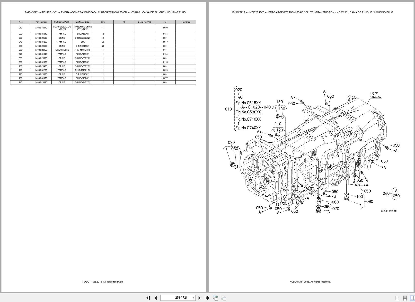 Kubota Tractor M7172P M7172KVT Spare Parts Catalog EN PT (2)