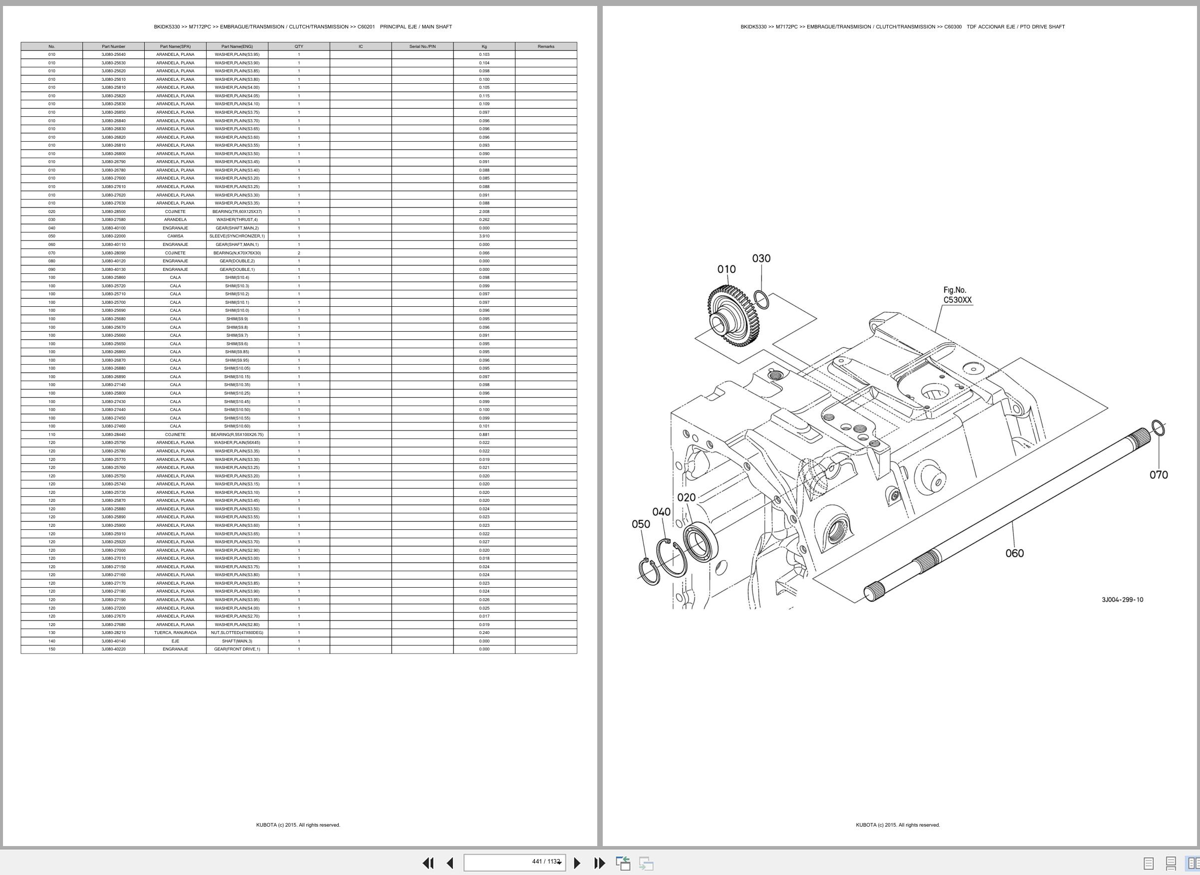 Kubota Tractor M7172PC Spare Parts Catalog EN ES (2)