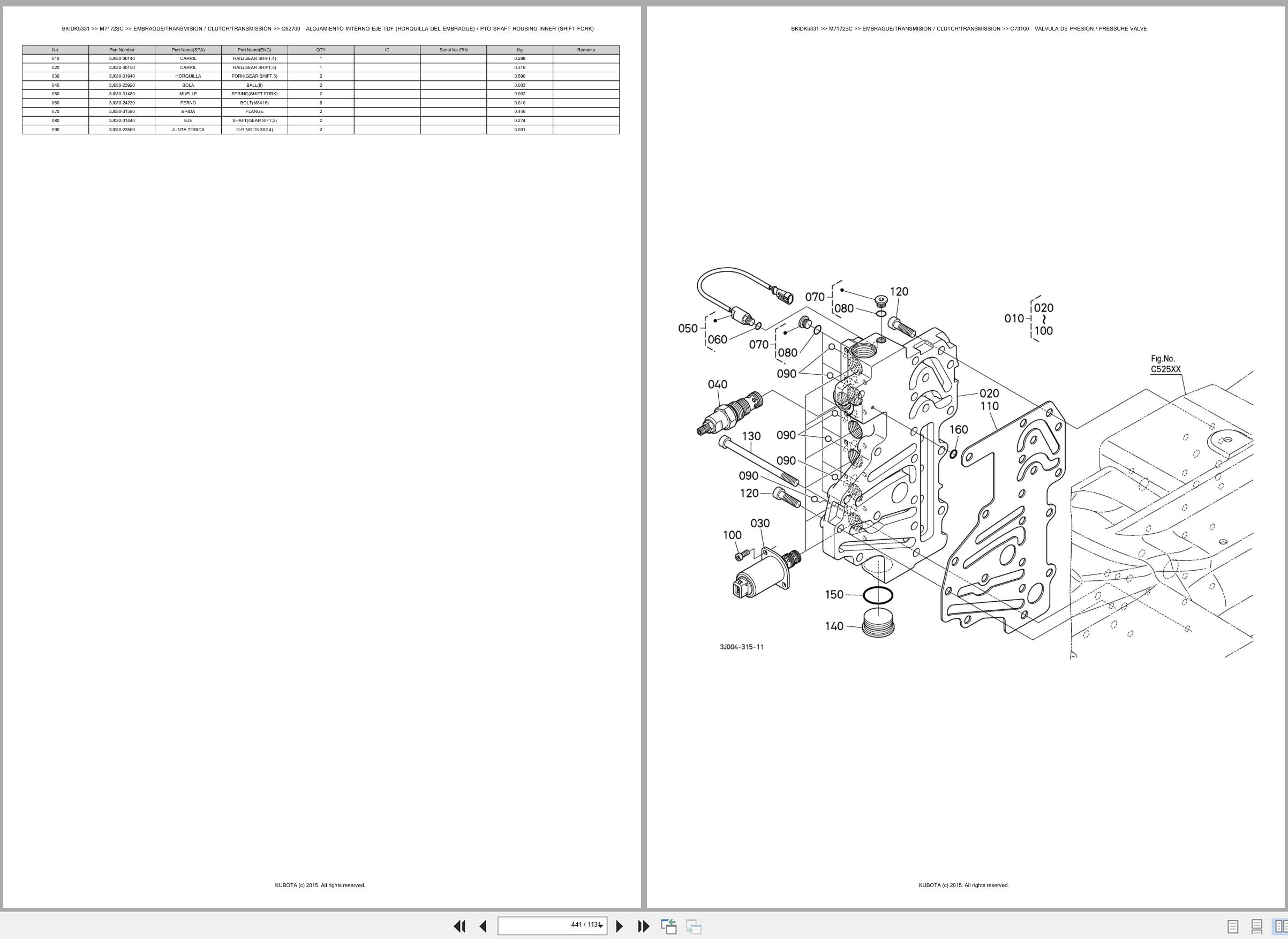 Kubota Tractor M7172SC Spare Parts Catalog EN ES (2)