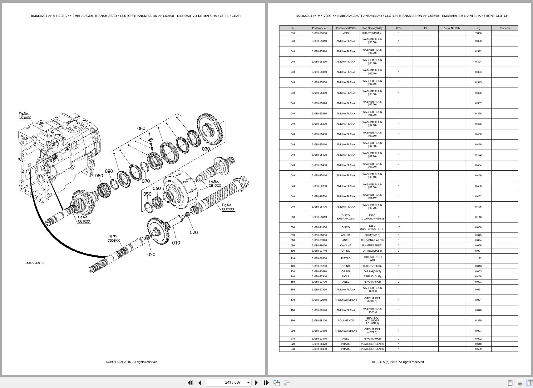 Kubota Tractor M7172SC Spare Parts Catalog EN PT (2)