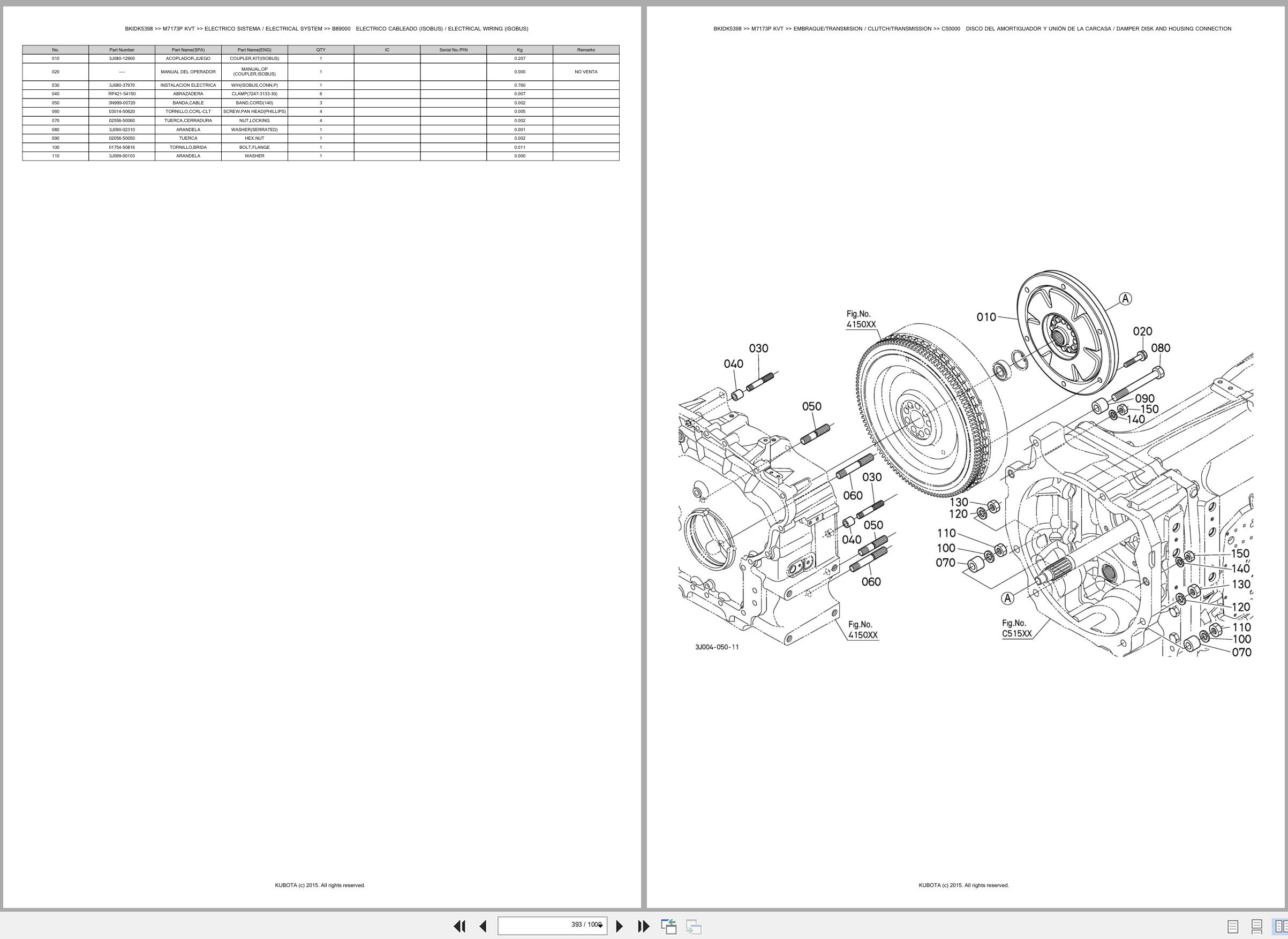 Kubota Tractor M7173P M7173KVT Spare Parts Catalog EN ES (2)