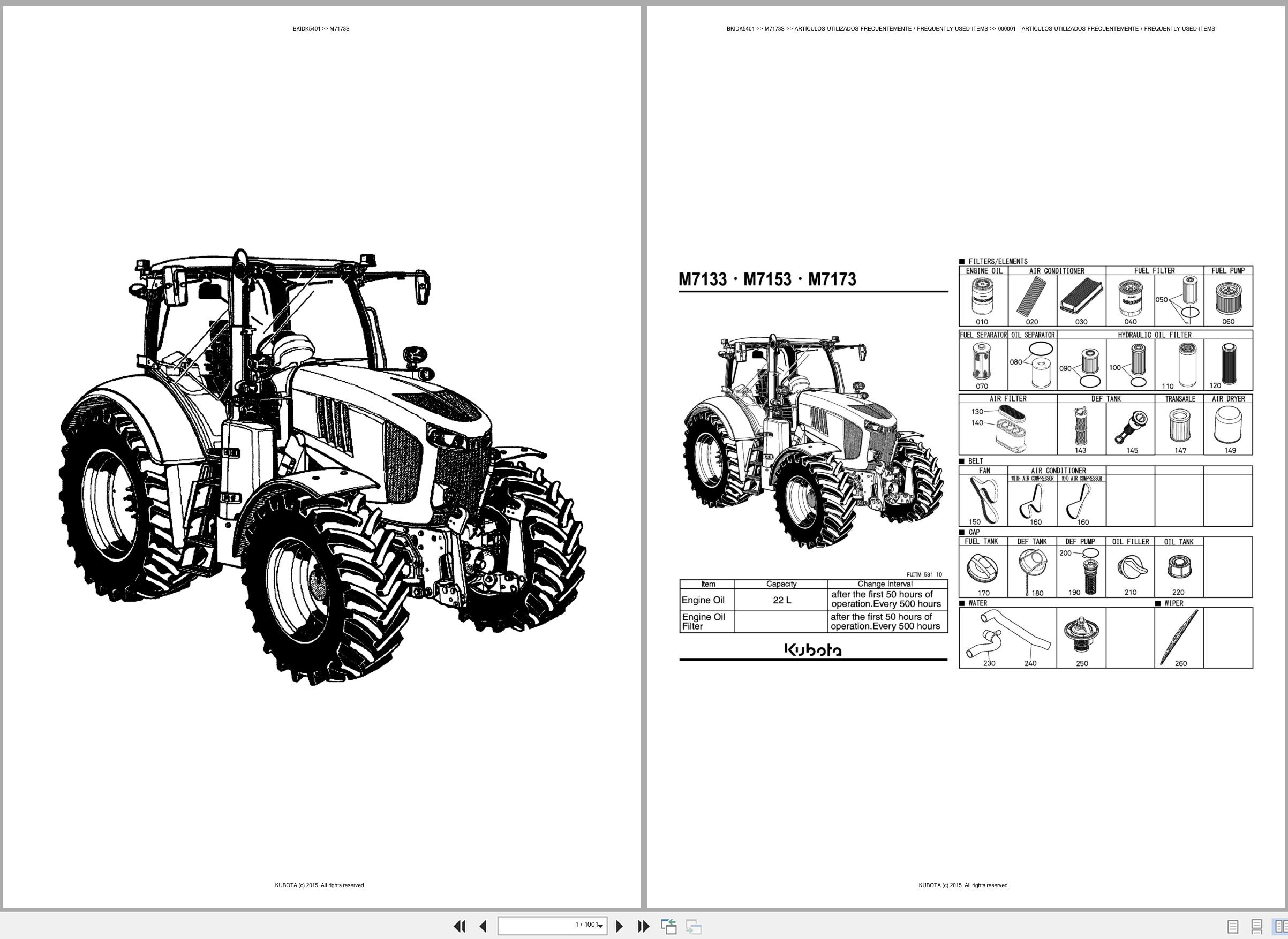 Kubota Tractor M7173S Spare Parts Catalog EN ES (1)