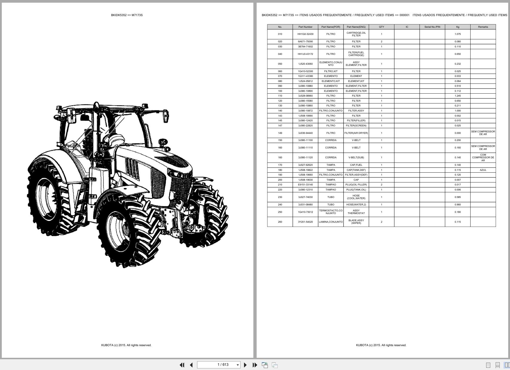 Kubota Tractor M7173S Spare Parts Catalog EN PT (1)