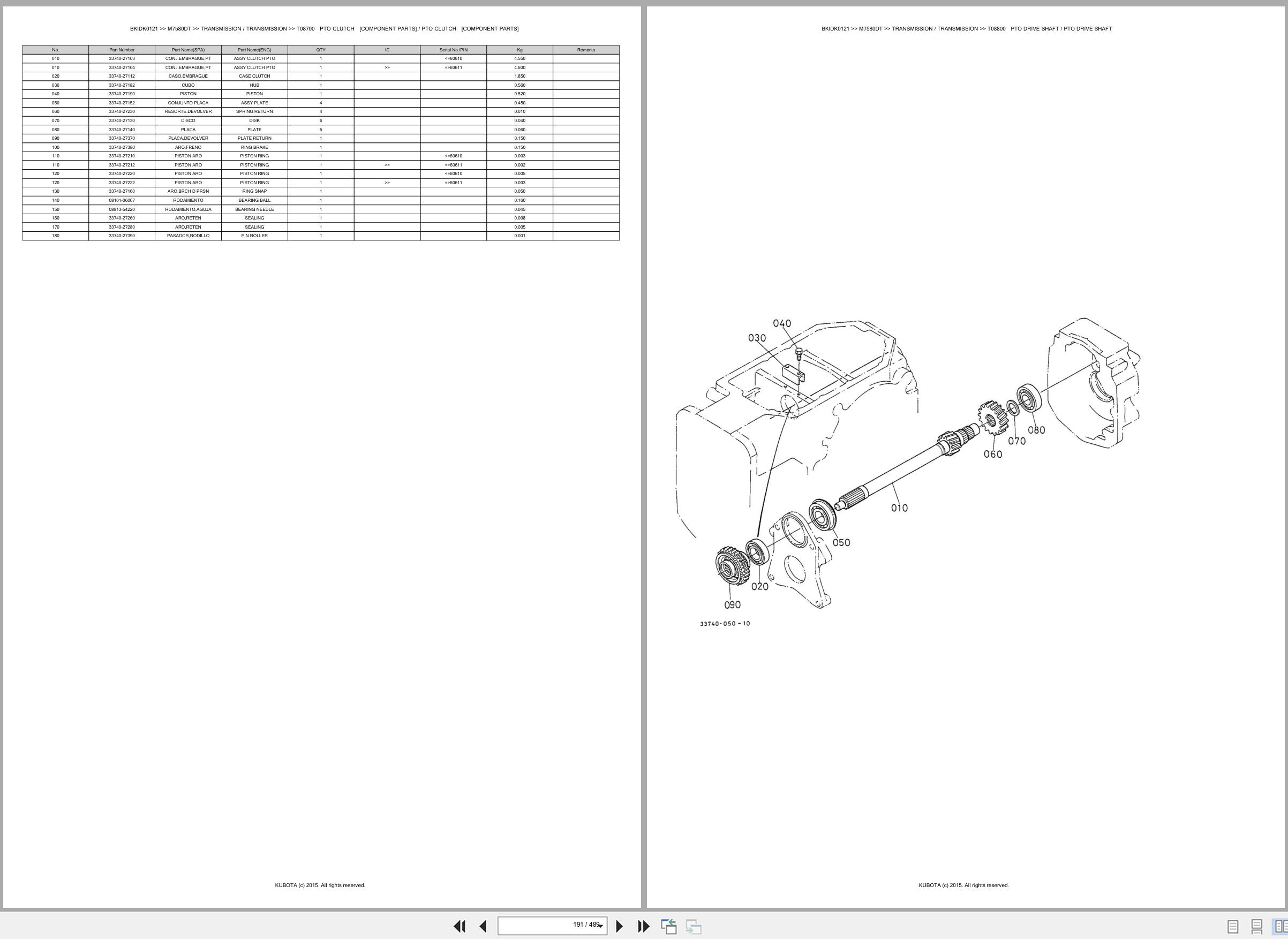 Kubota Tractor M7580DT Spare Parts Catalog EN ES (2)