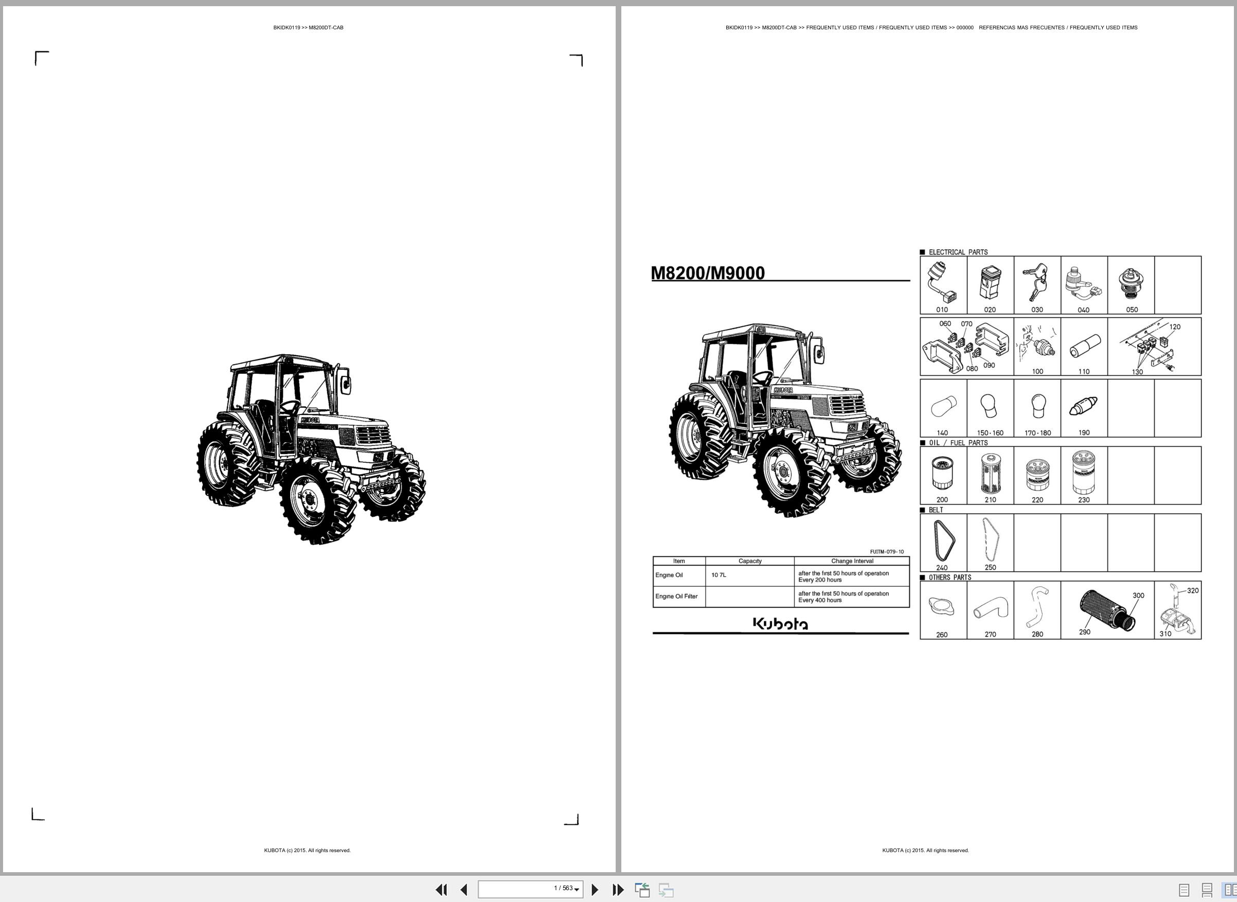 Kubota Tractor M8200DT CAB Spare Parts Catalog EN ES (1)