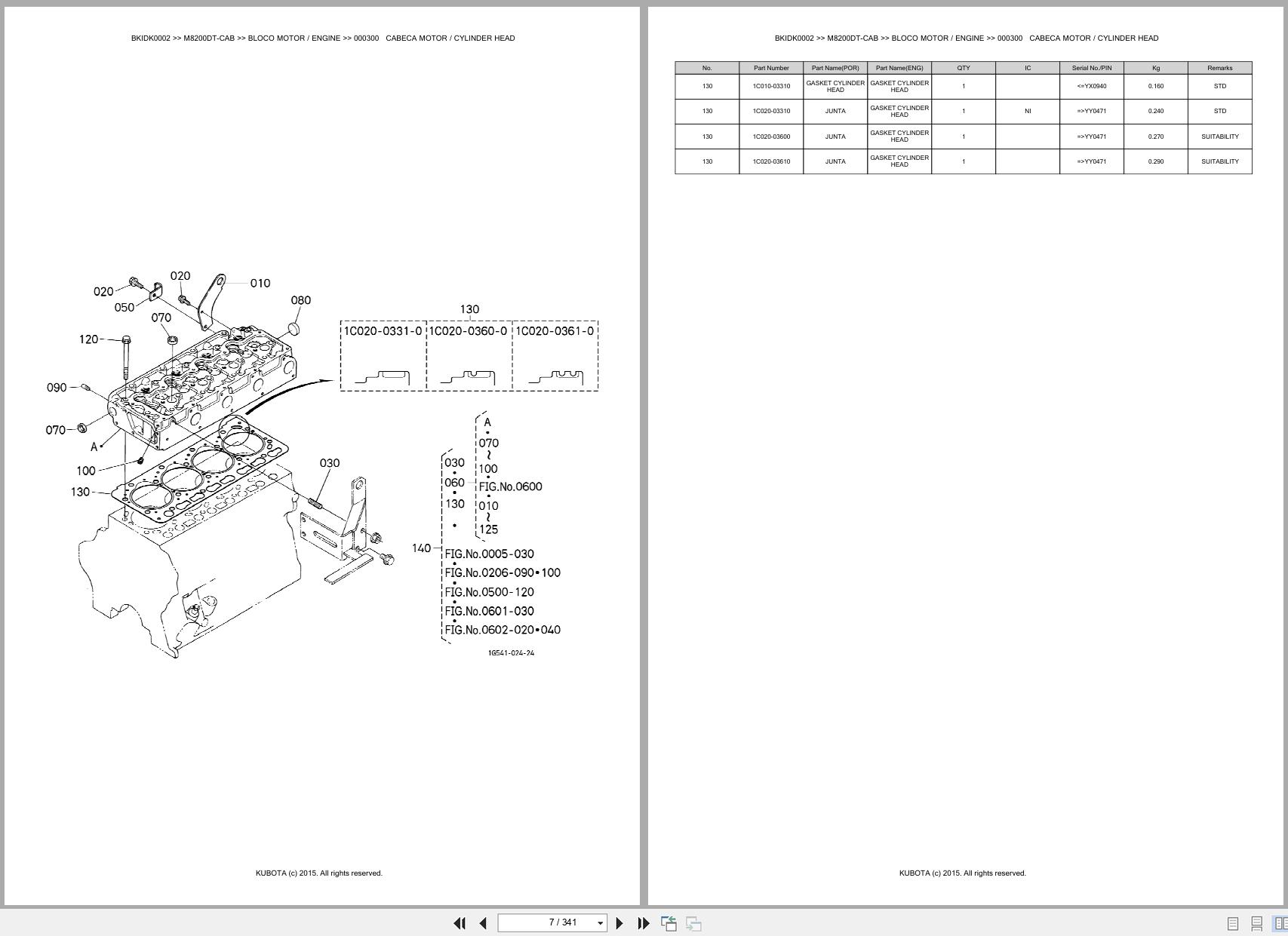 Kubota Tractor M8200DT CAB Spare Parts Catalog EN PT (3)