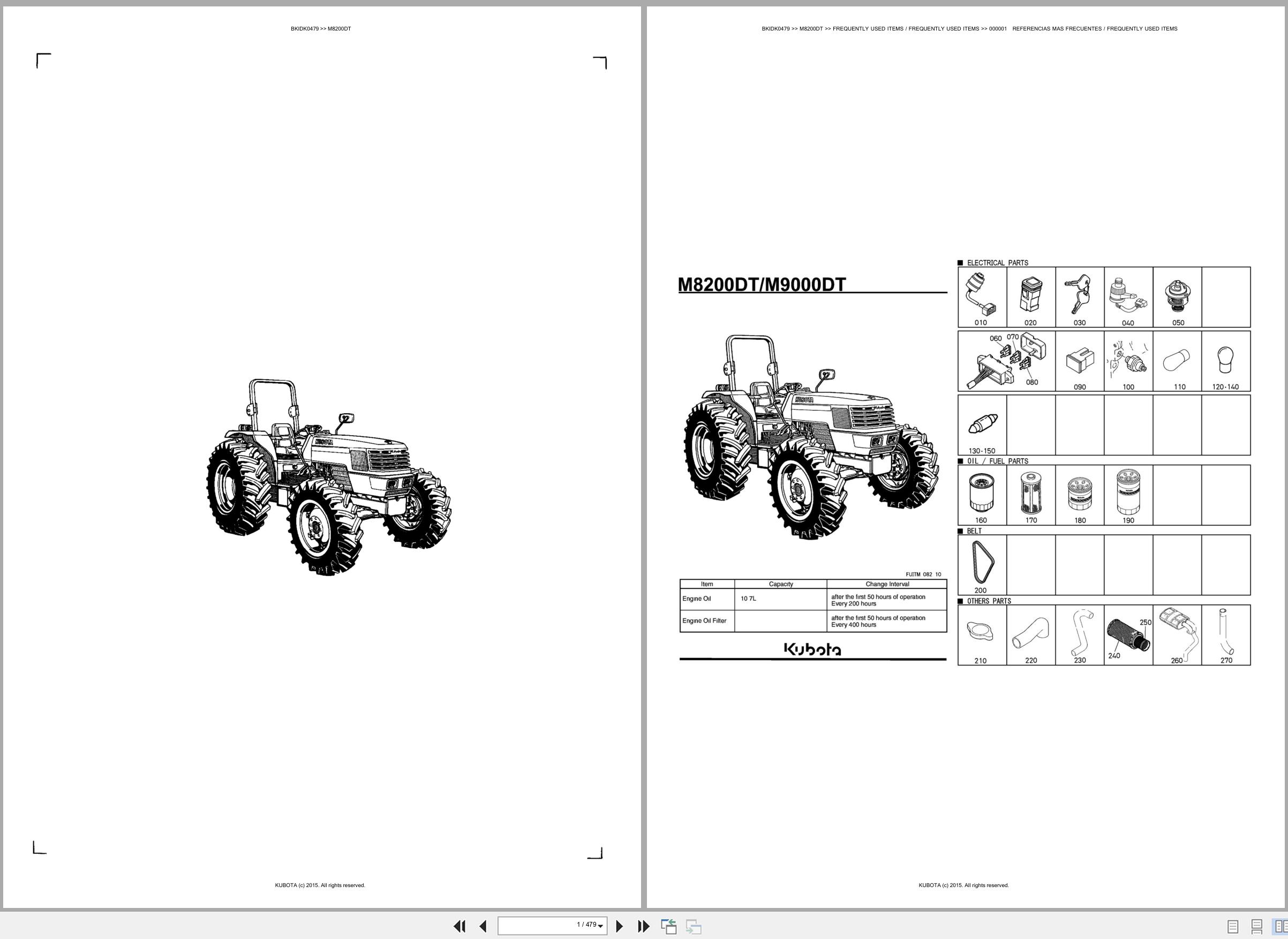 Kubota Tractor M8200DT Spare Parts Catalog EN ES (1)