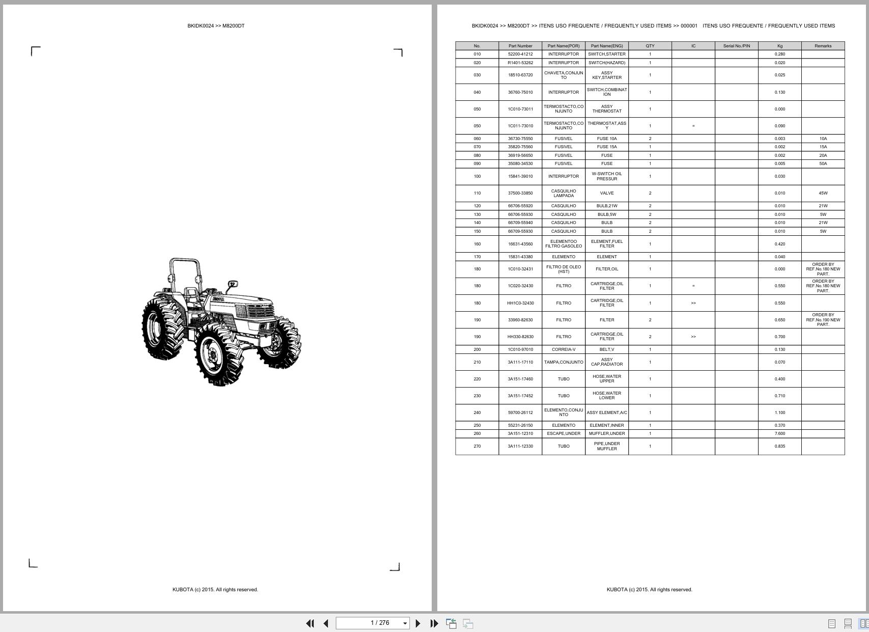Kubota Tractor M8200DT Spare Parts Catalog EN PT (1)