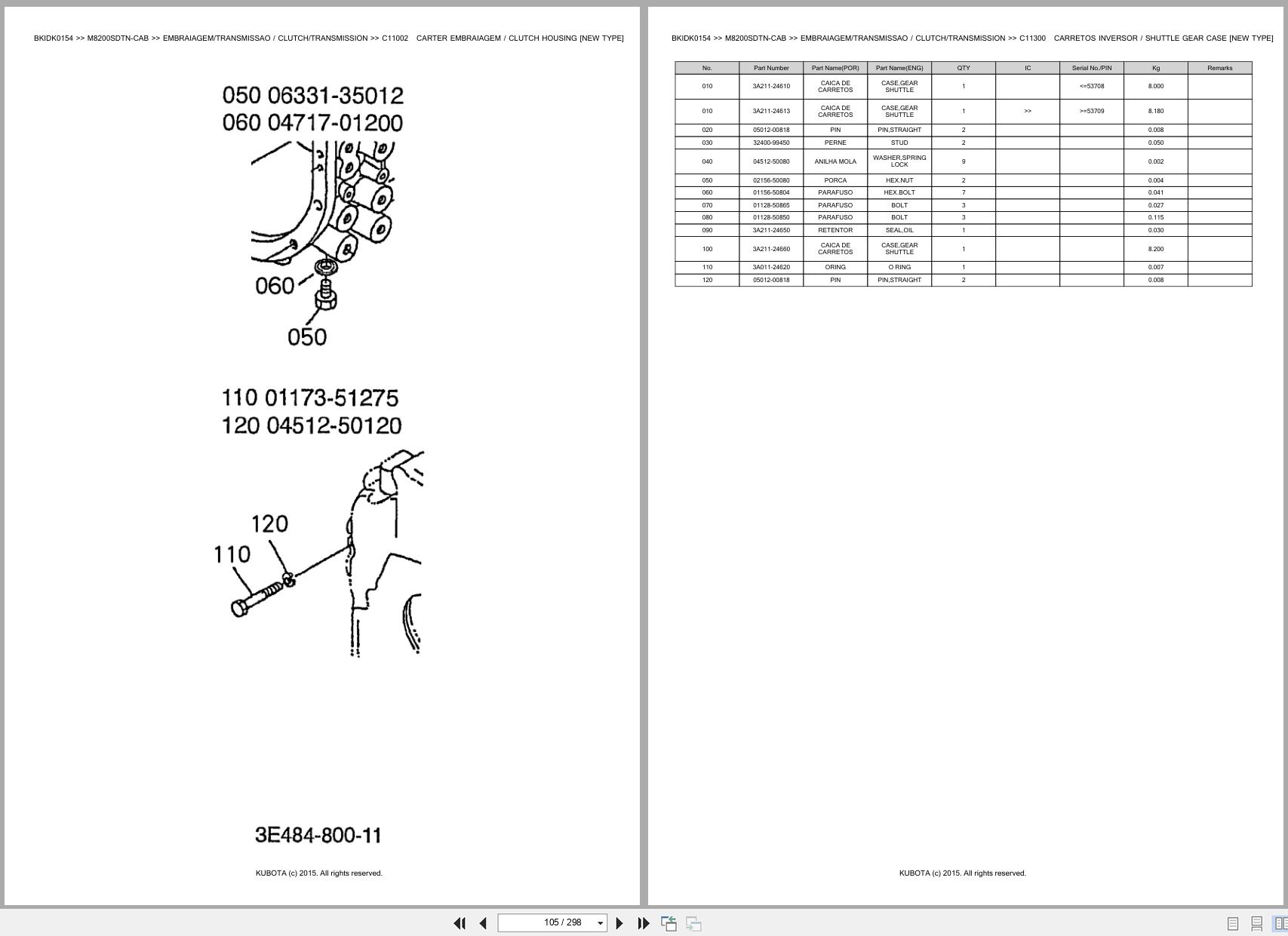 Kubota Tractor M8200SDTN CAB Spare Parts Catalog EN PT (2)