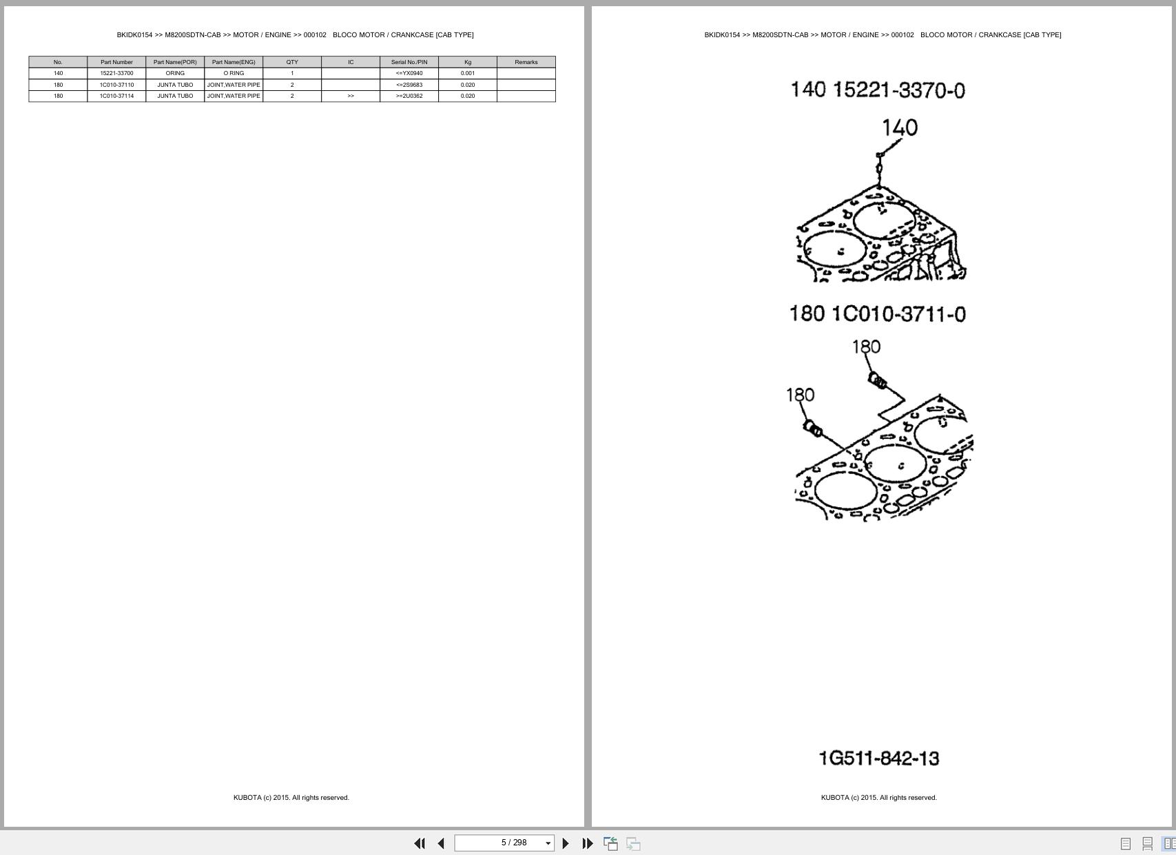 Kubota Tractor M8200SDTN CAB Spare Parts Catalog EN PT (3)