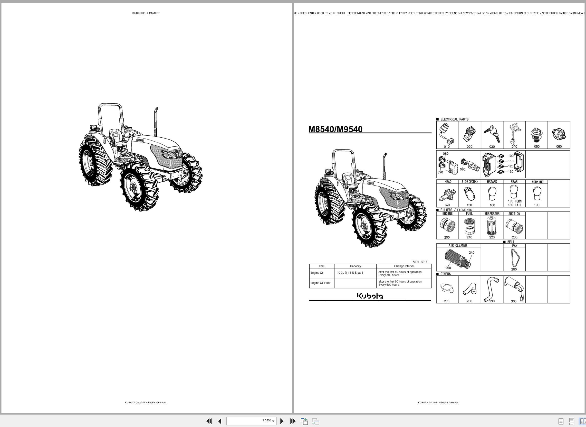 Kubota Tractor M8540DT Spare Parts Catalog EN ES (1)
