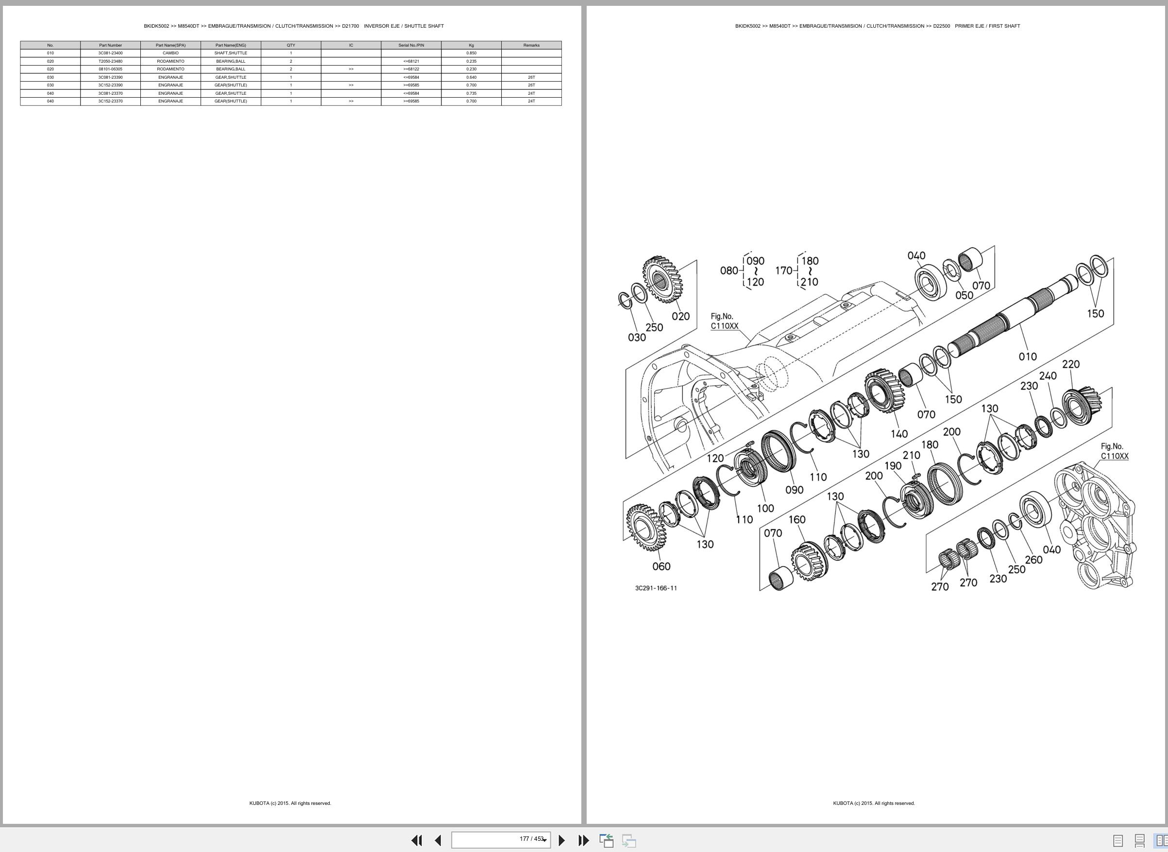 Kubota Tractor M8540DT Spare Parts Catalog EN ES (2)