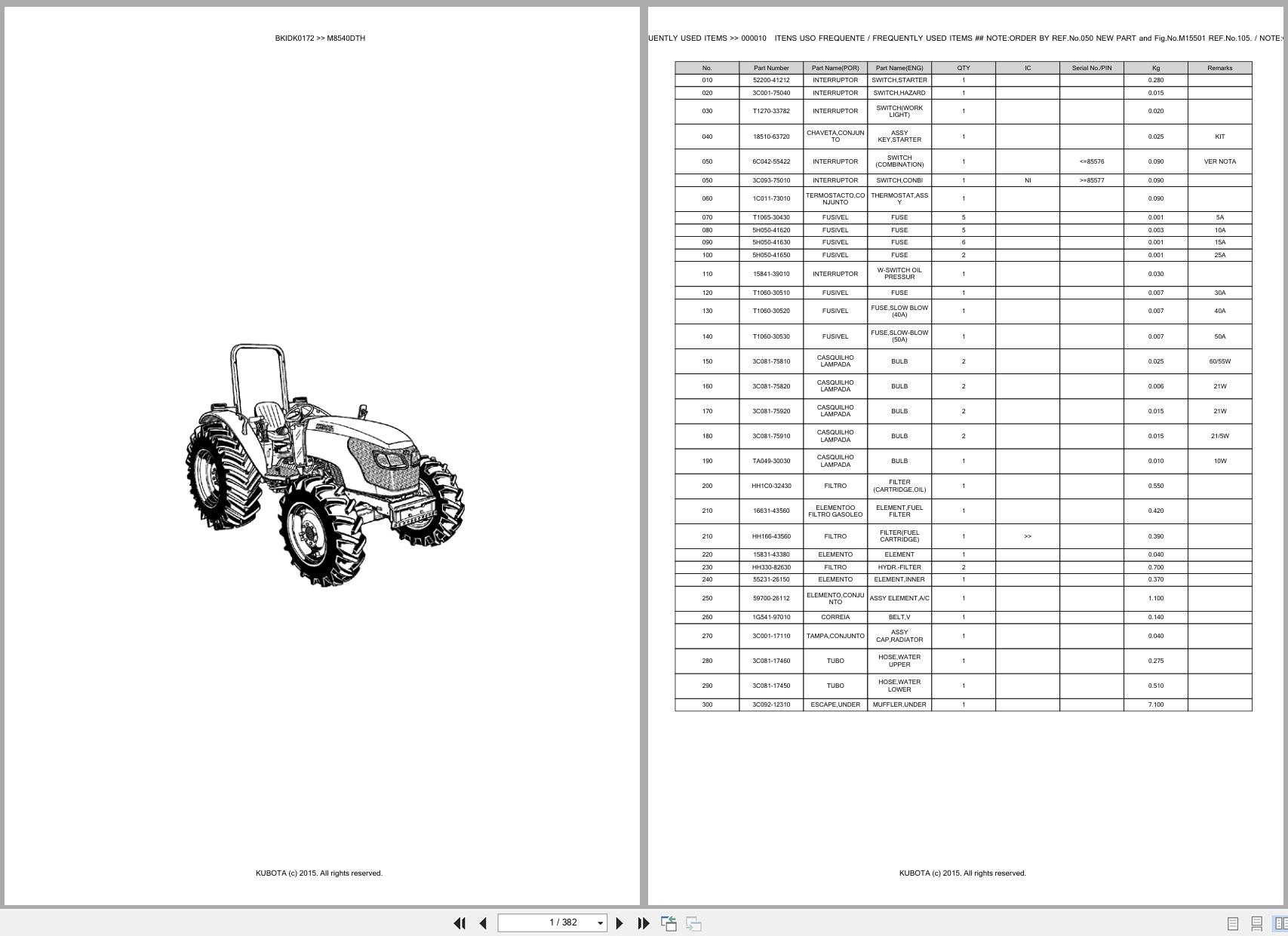 Kubota Tractor M8540DTH Spare Parts Catalog EN PT (1)