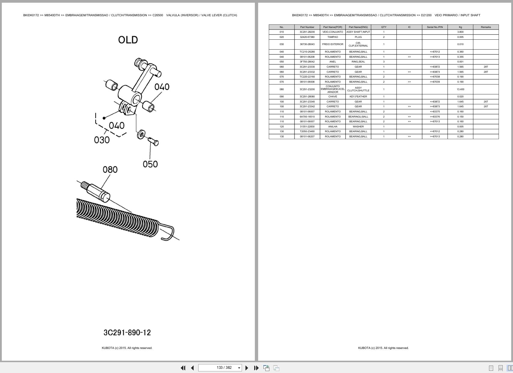 Kubota Tractor M8540DTH Spare Parts Catalog EN PT (2)