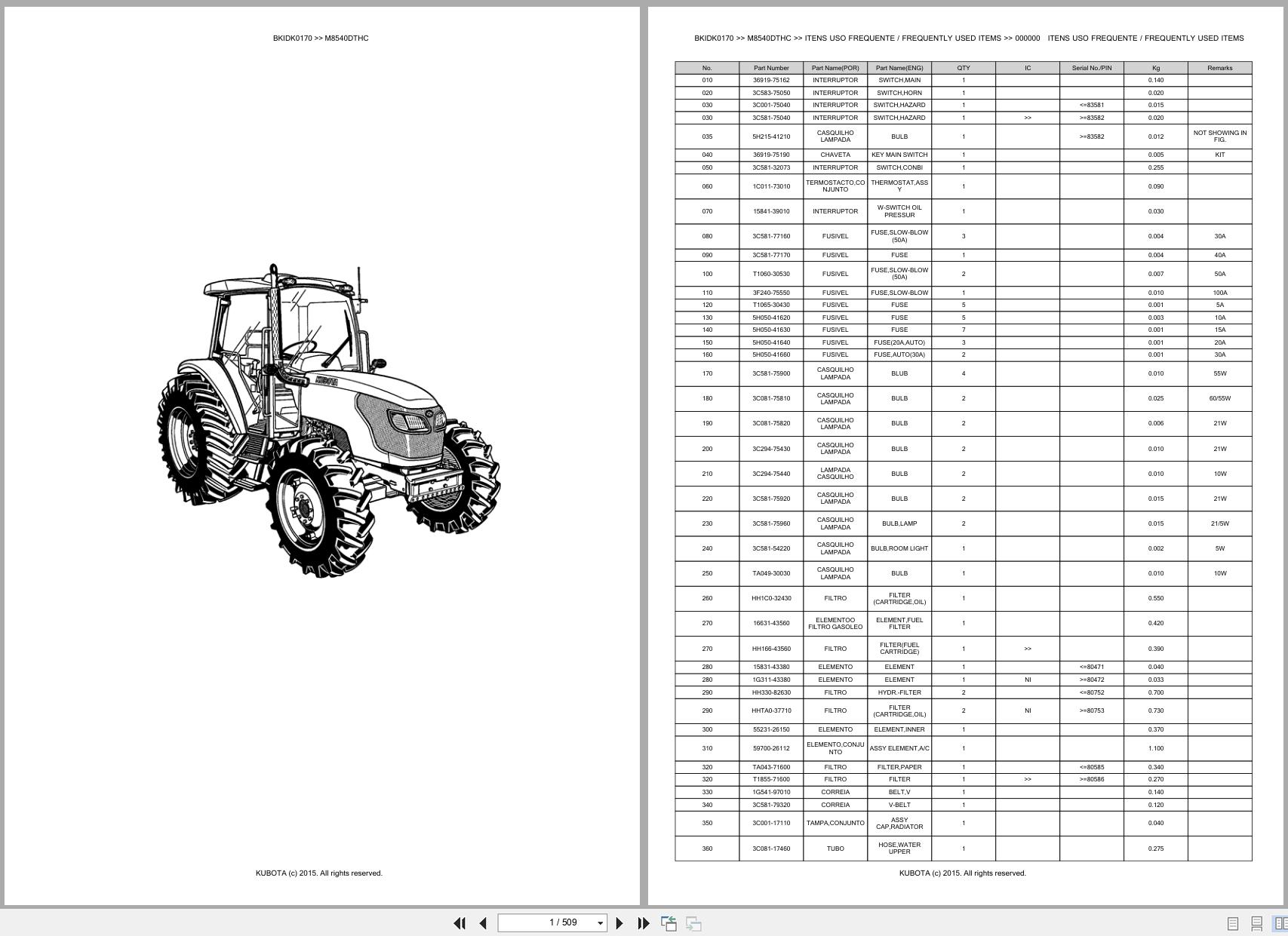 Kubota Tractor M8540DTHC Spare Parts Catalog EN PT (1)