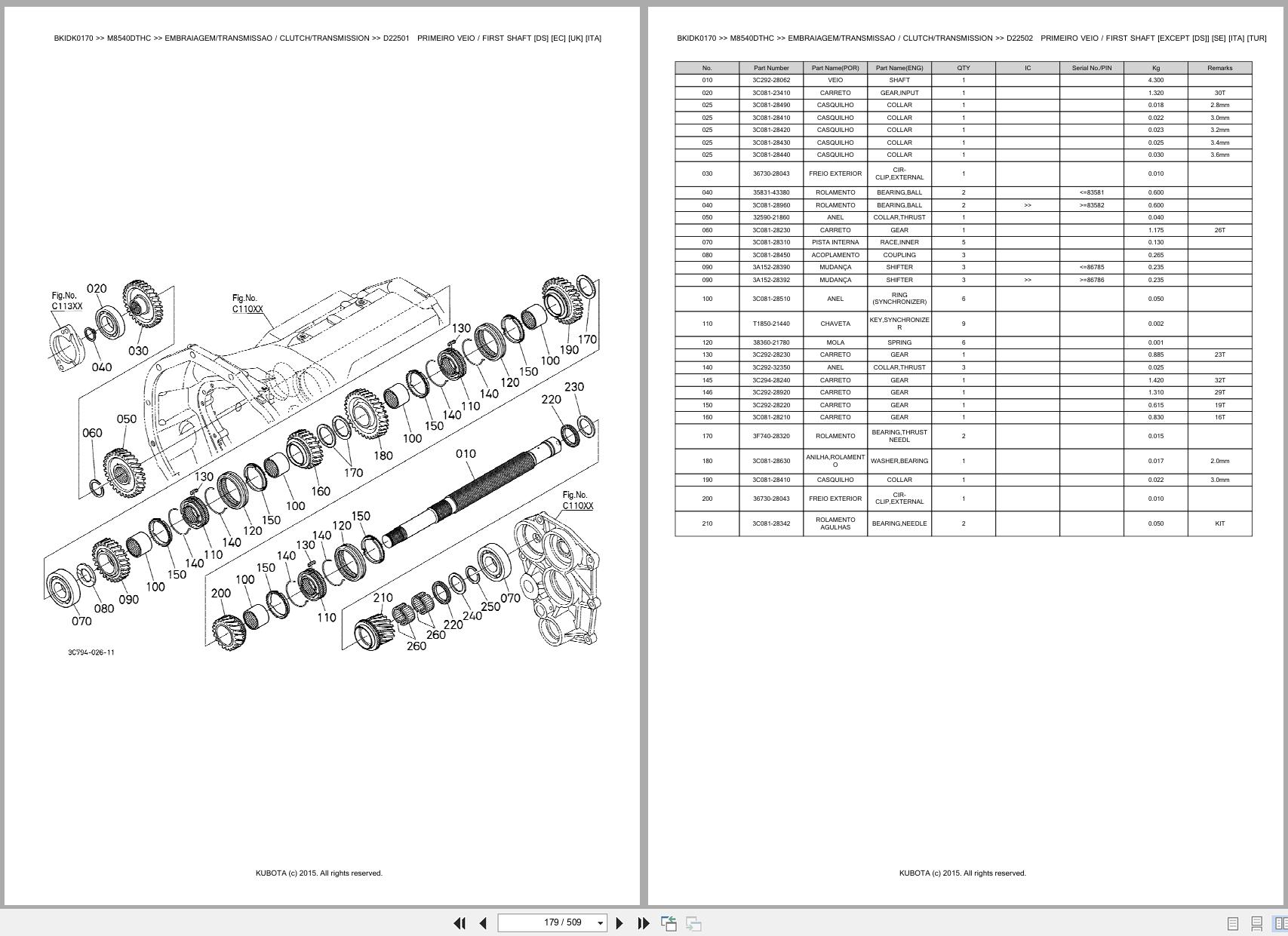 Kubota Tractor M8540DTHC Spare Parts Catalog EN PT (2)