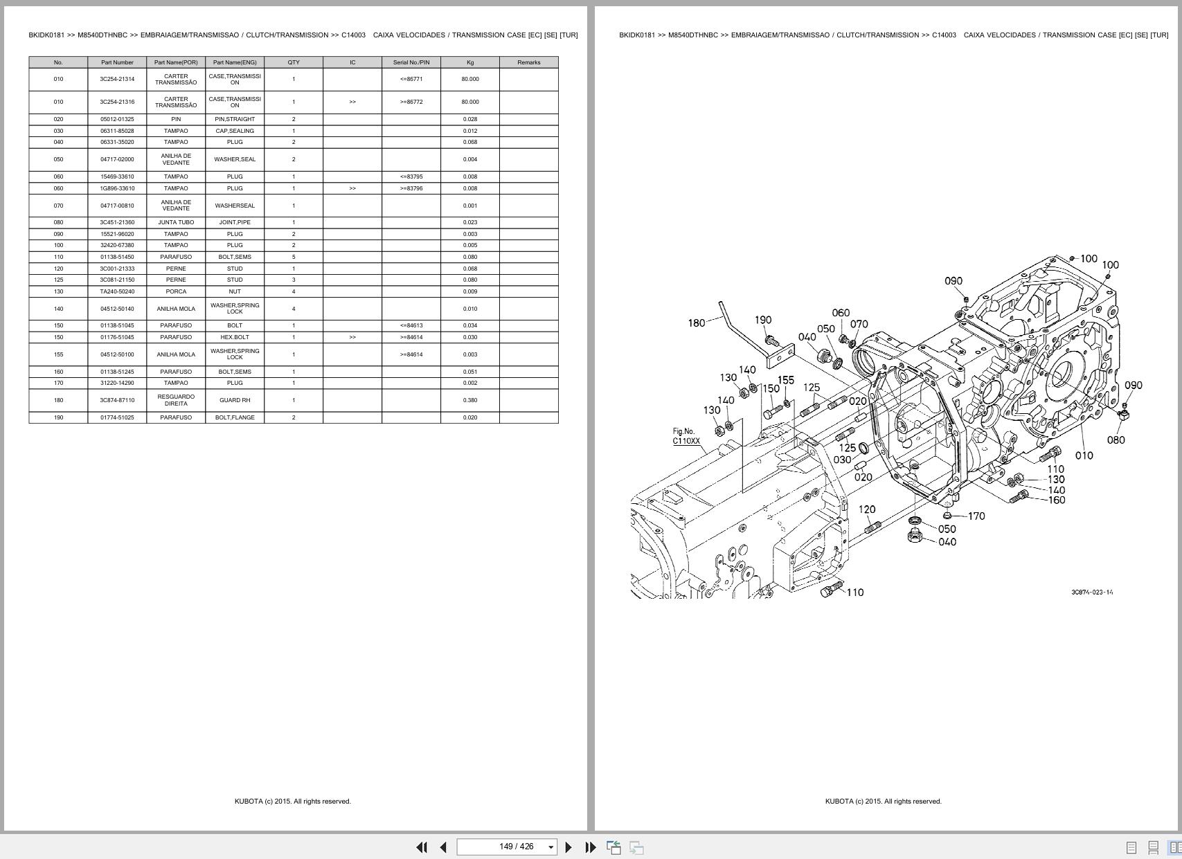 Kubota Tractor M8540DTHNBC Spare Parts Catalog EN PT (2)