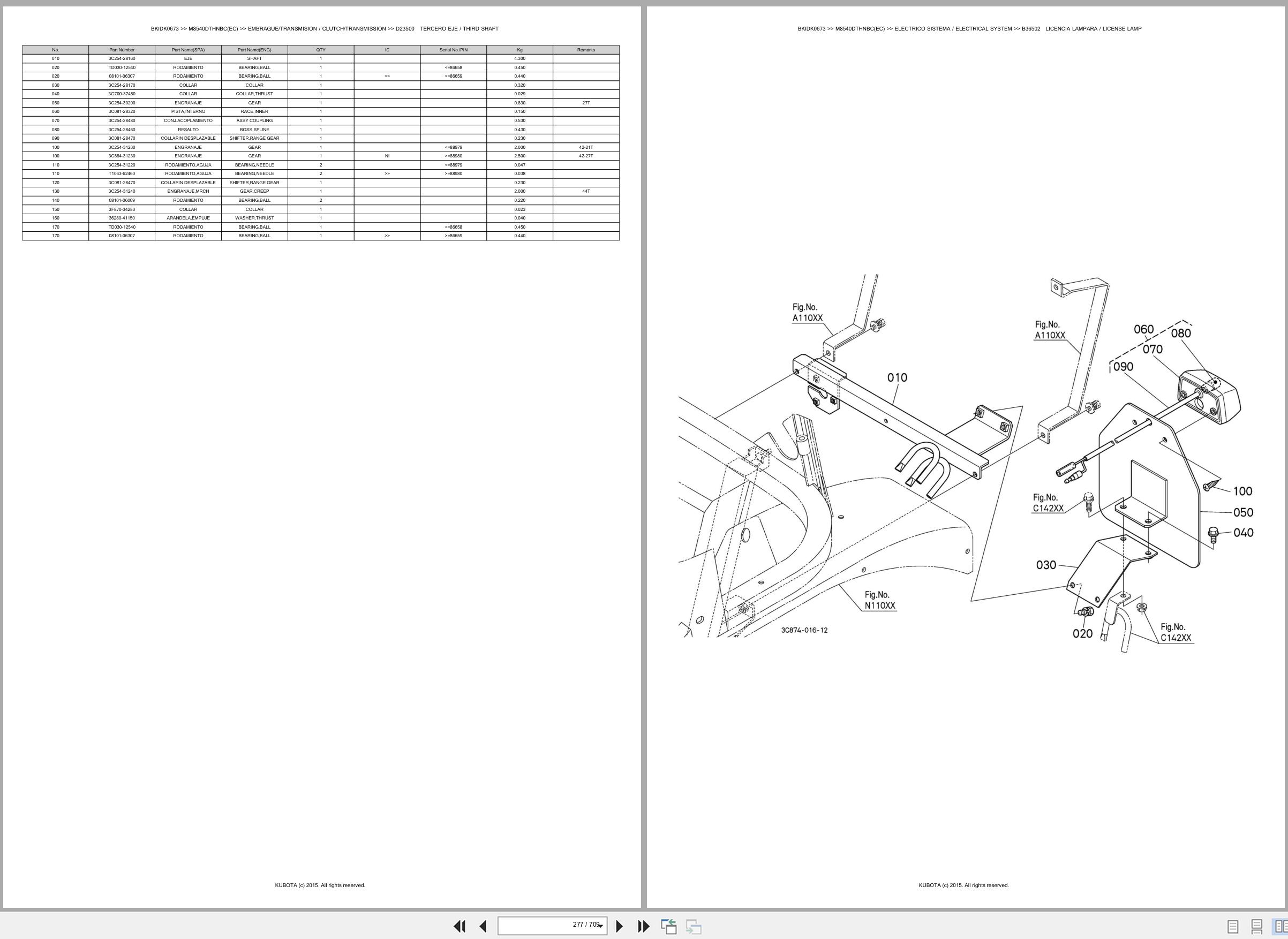 Kubota Tractor M8540DTHNBC(EC) Spare Parts Catalog EN ES (2)