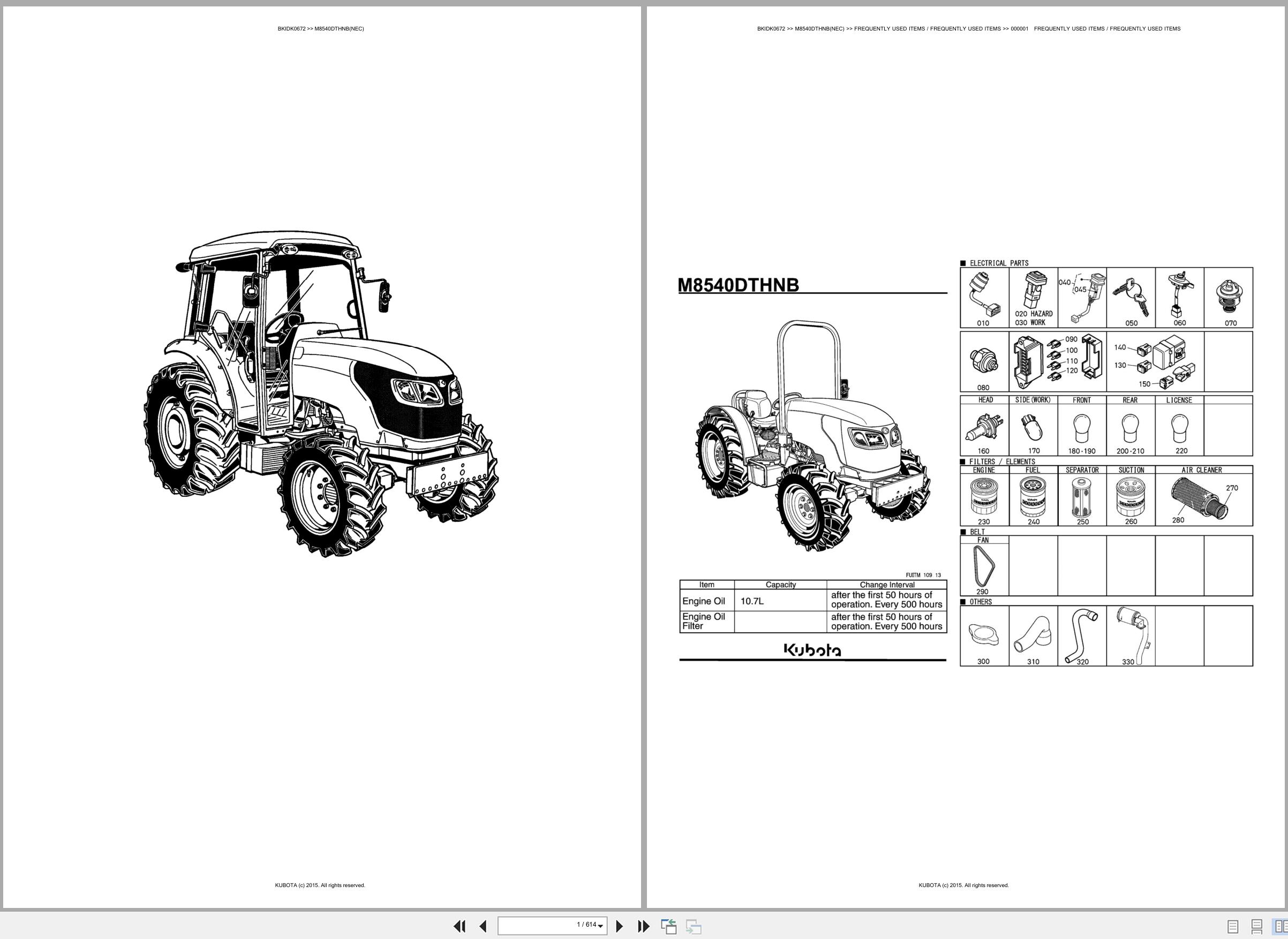 Kubota Tractor M8540DTHNB(NEC) Spare Parts Catalog EN ES (1)