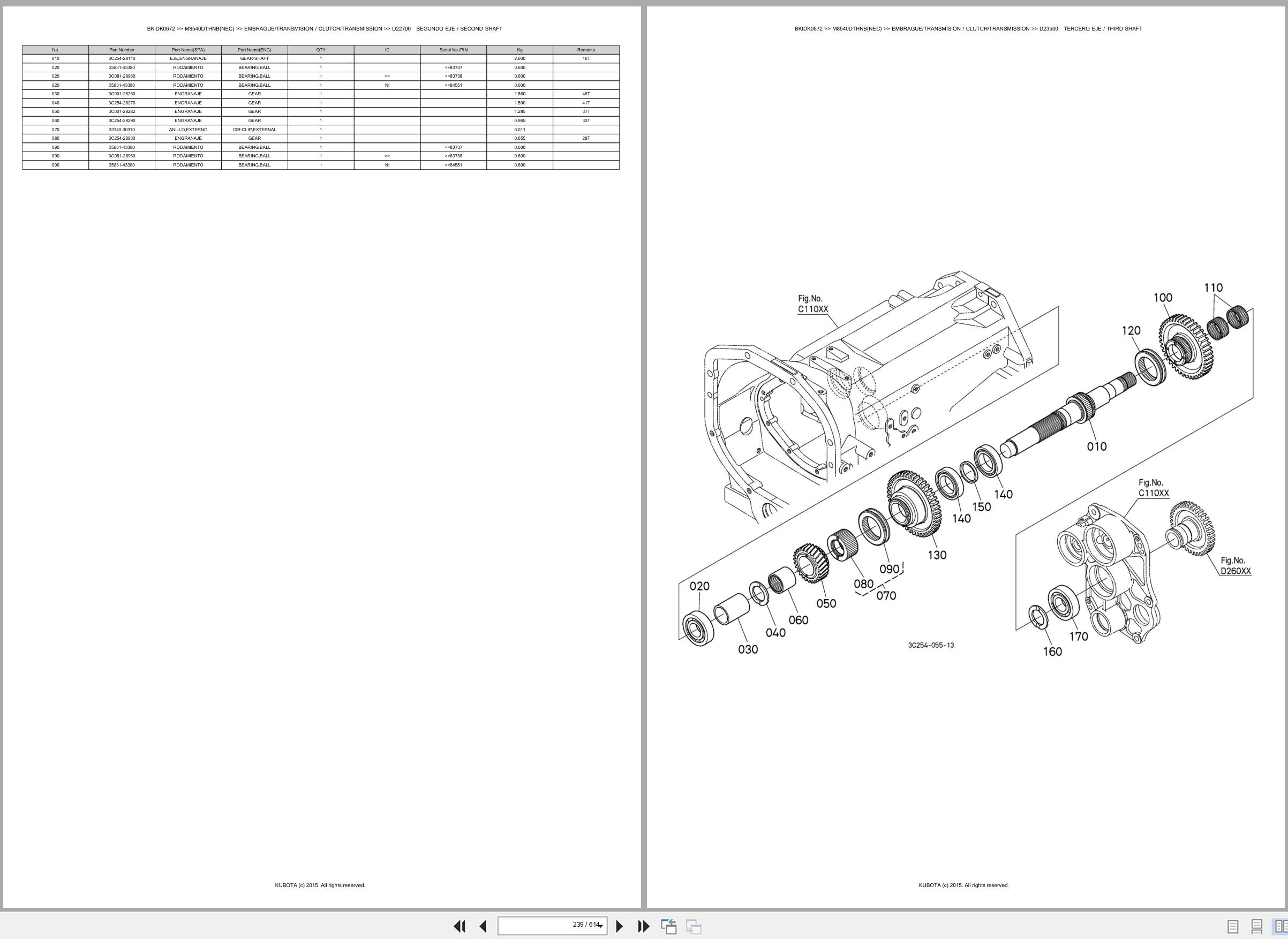 Kubota Tractor M8540DTHNB(NEC) Spare Parts Catalog EN ES (2)