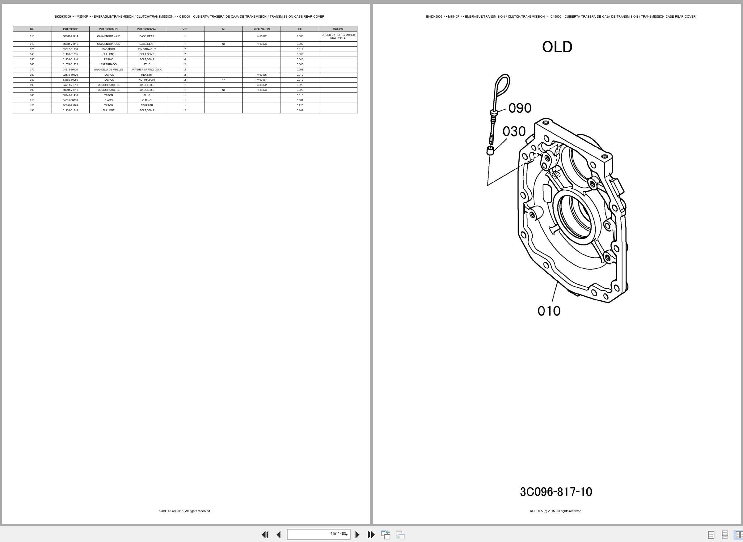 Kubota Tractor M8540F Spare Parts Catalog EN ES (2)