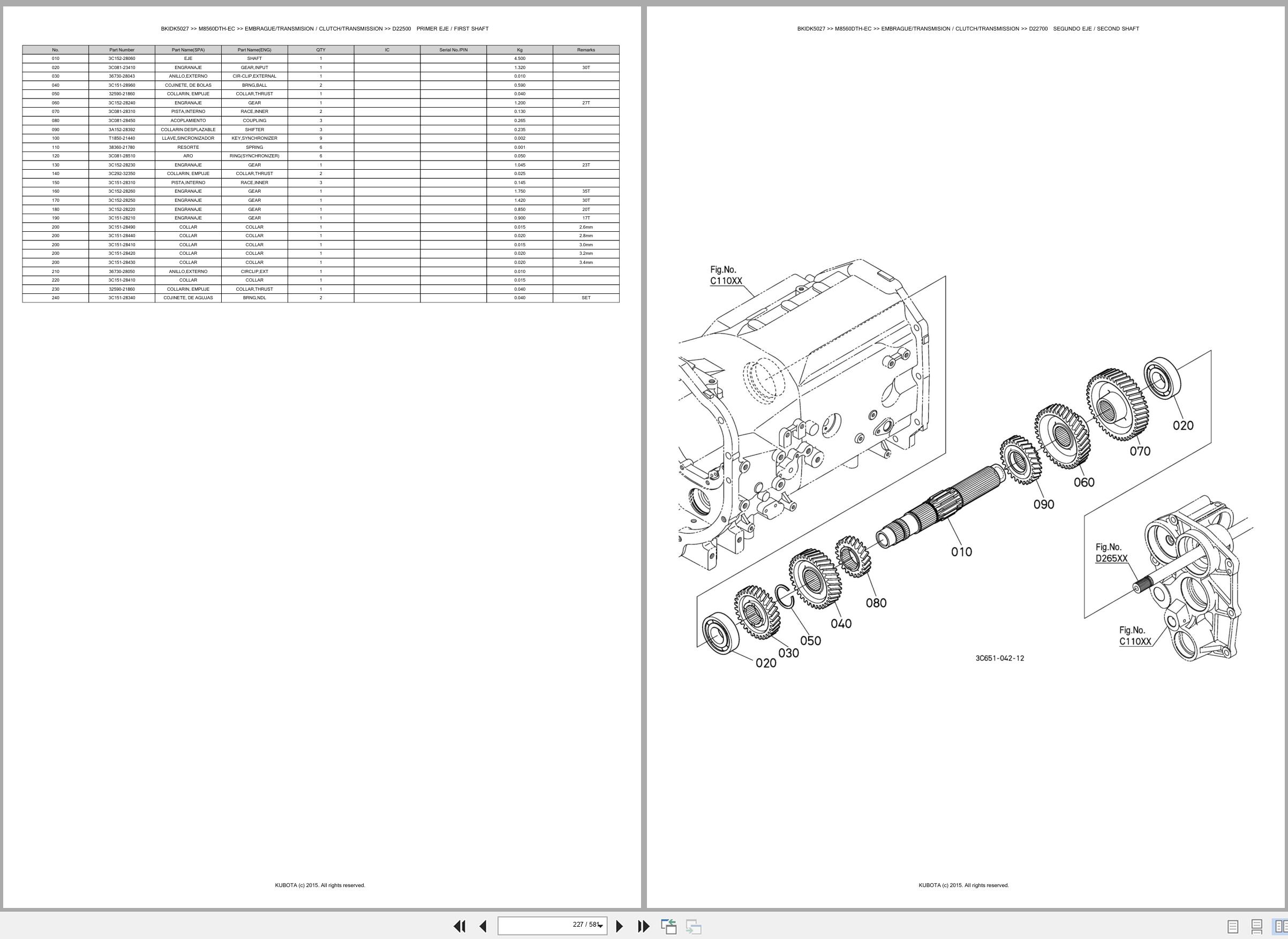 Kubota Tractor M8560DTH EC Spare Parts Catalog EN ES (2)