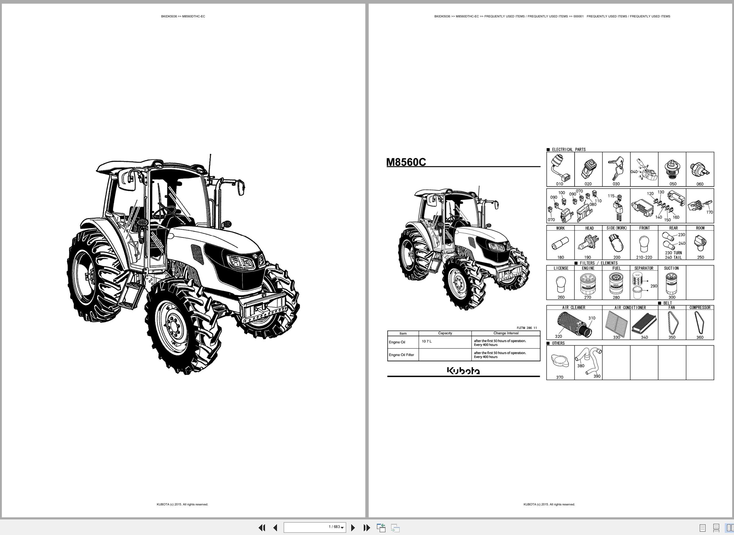 Kubota Tractor M8560DTHC EC Spare Parts Catalog EN ES (1)
