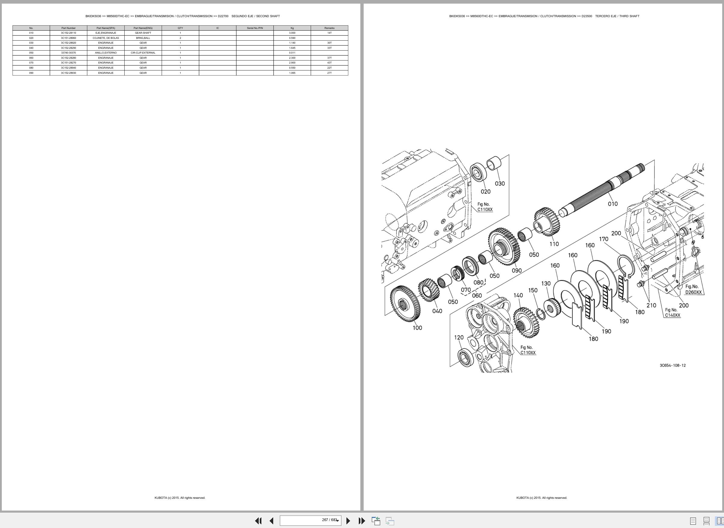 Kubota Tractor M8560DTHC EC Spare Parts Catalog EN ES (2)