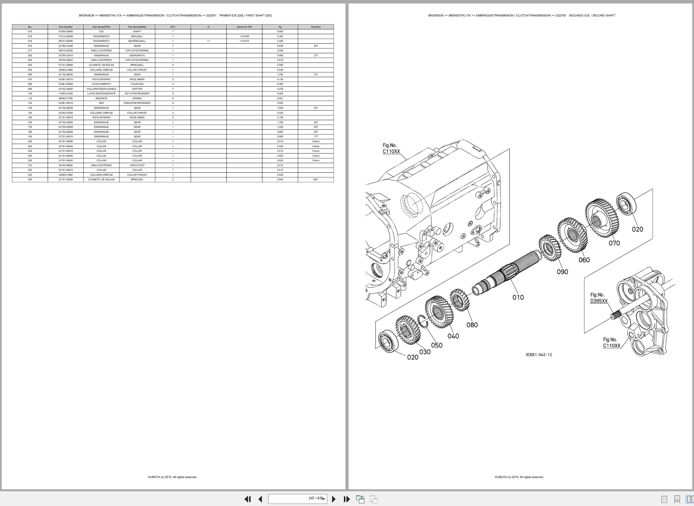 Kubota Tractor M8560DTHC ITA Spare Parts Catalog EN ES (2)
