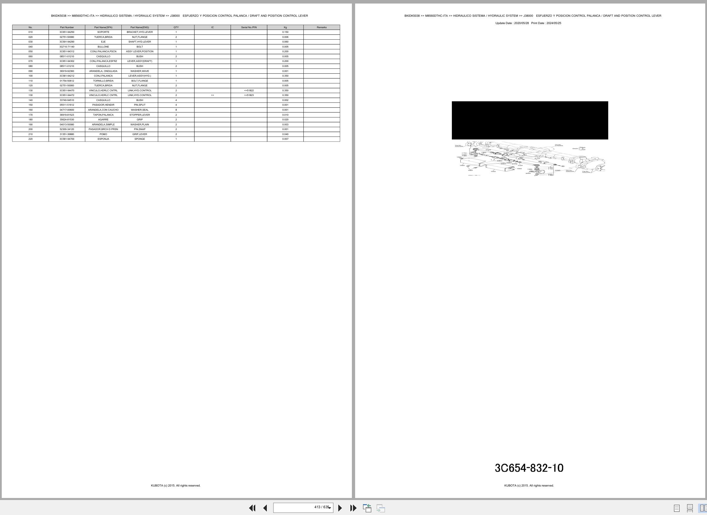 Kubota Tractor M8560DTHC ITA Spare Parts Catalog EN ES (3)