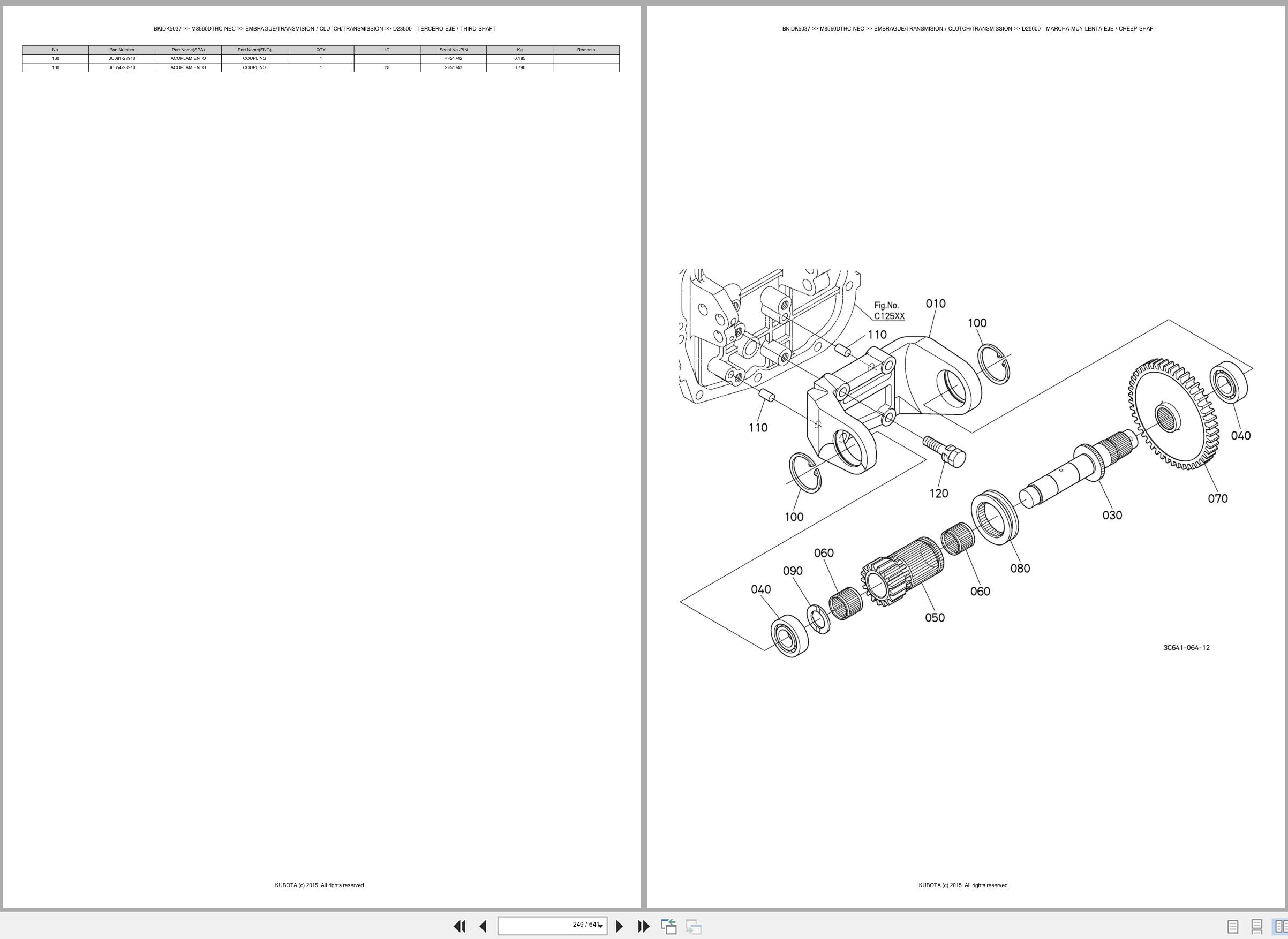 Kubota Tractor M8560DTHC NEC Spare Parts Catalog EN ES (2)