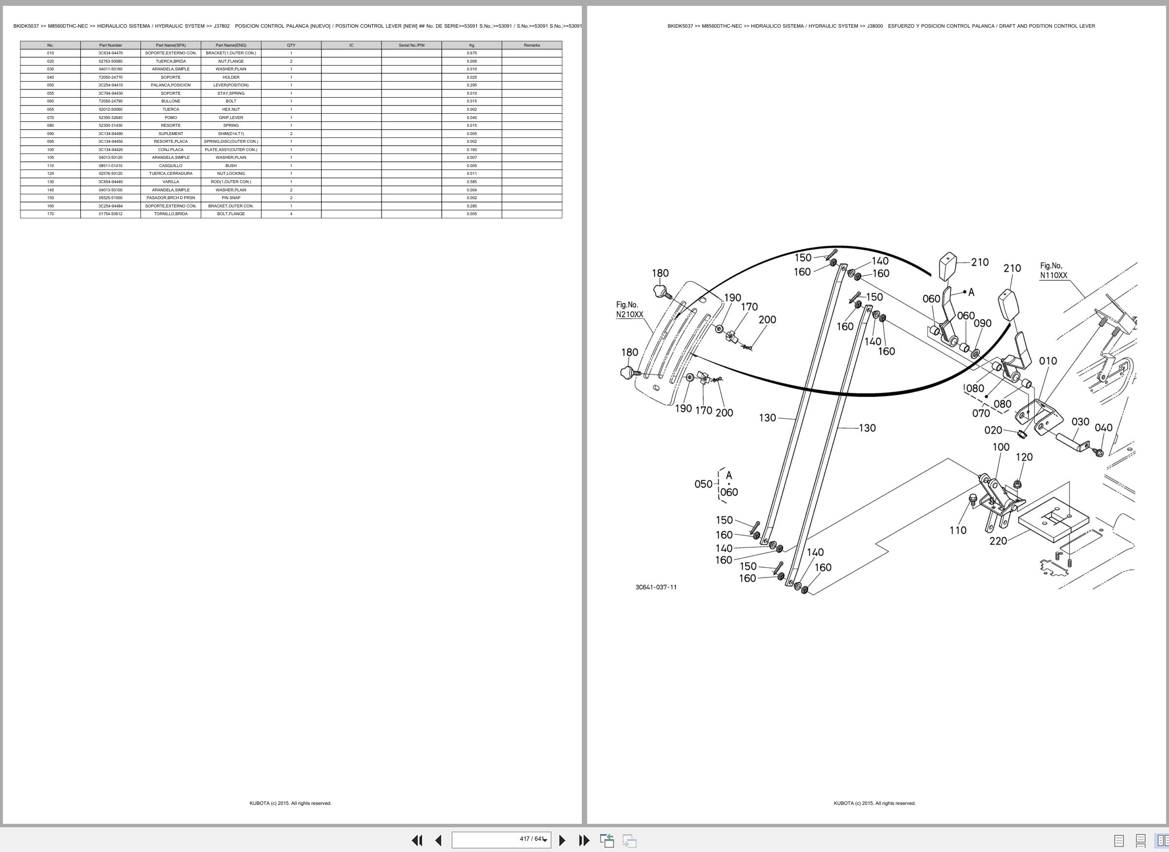 Kubota Tractor M8560DTHC NEC Spare Parts Catalog EN ES (3)