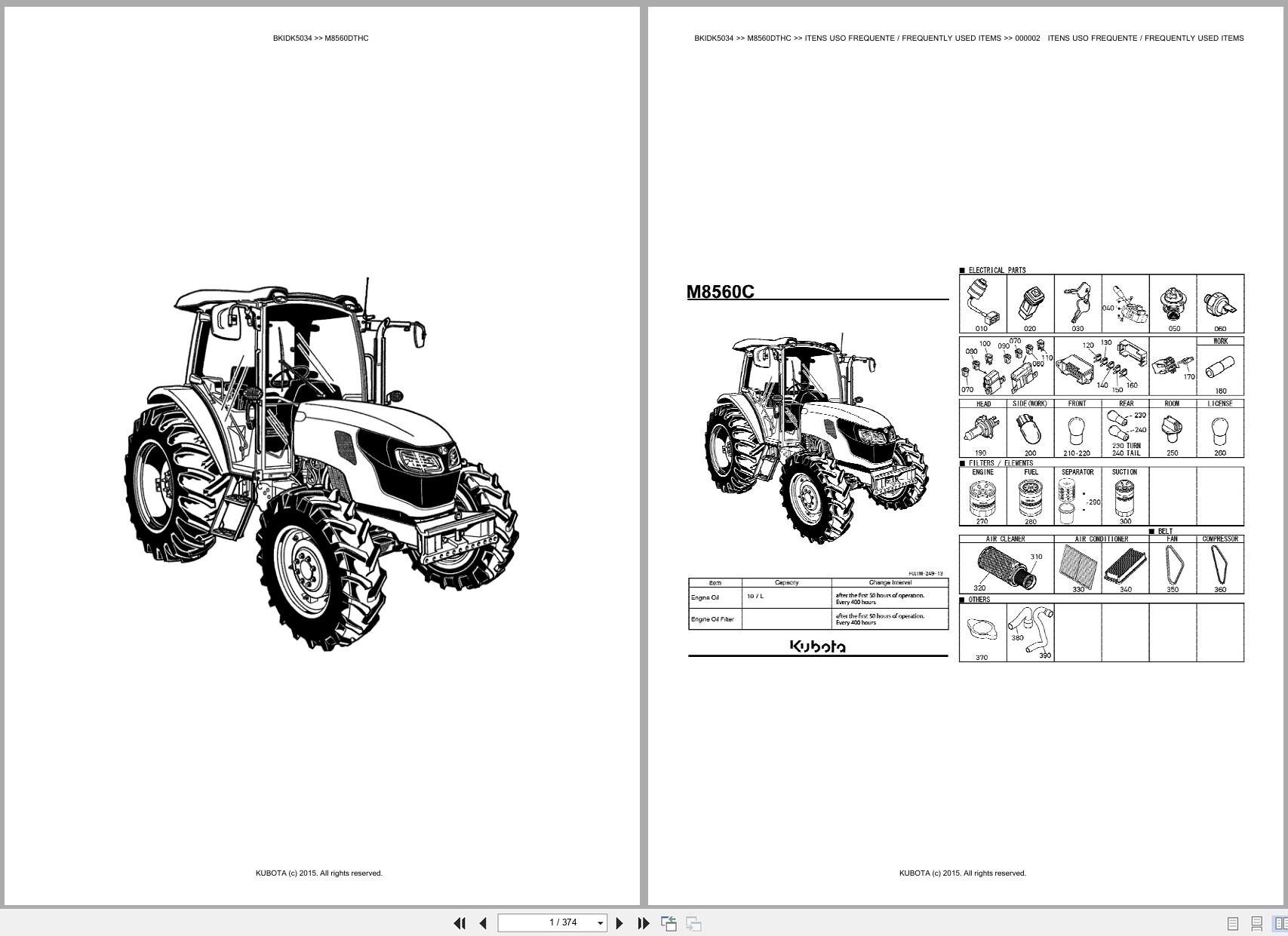 Kubota Tractor M8560DTHC Spare Parts Catalog EN PT (1)
