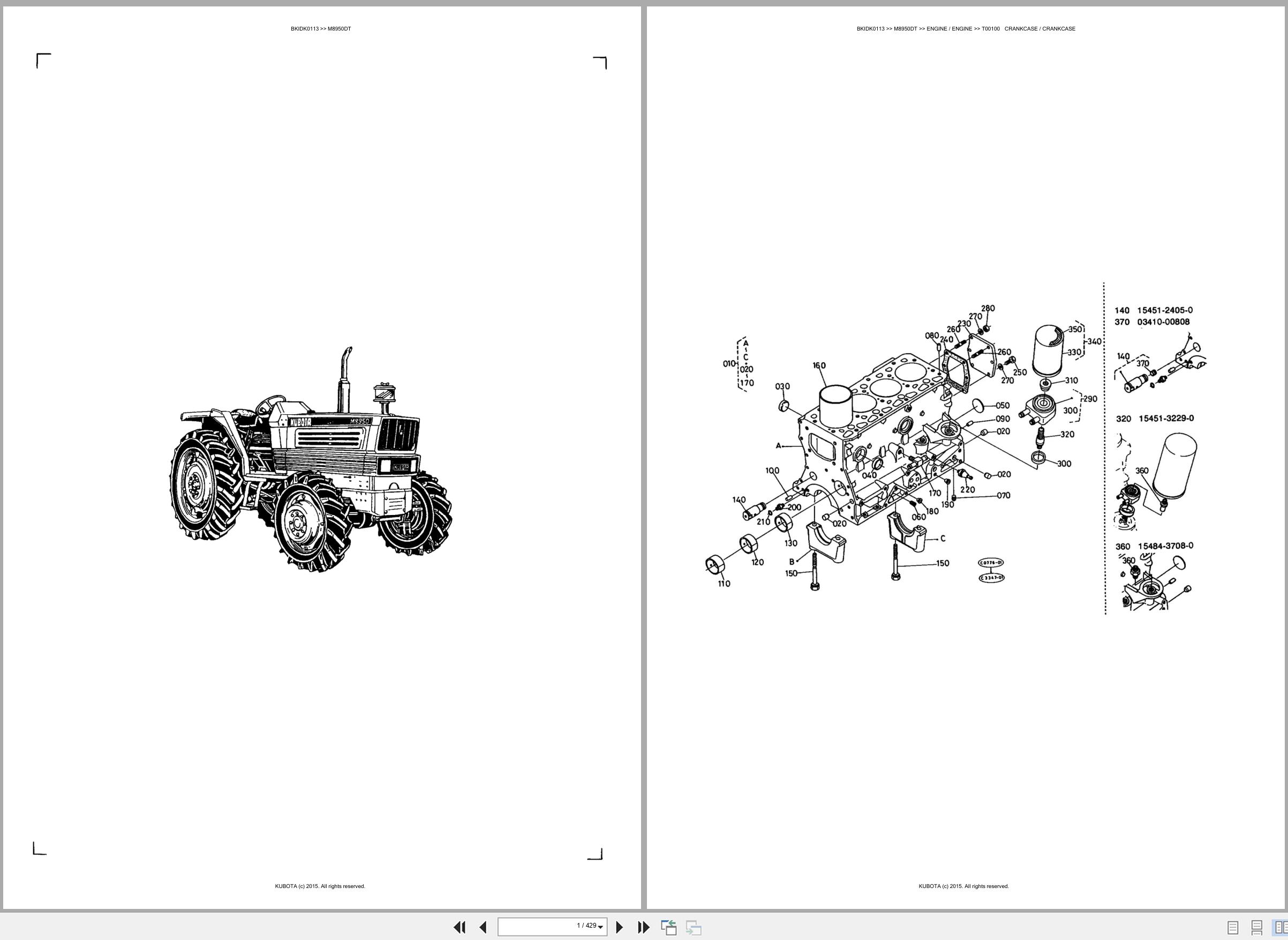 Kubota Tractor M8950DT Spare Parts Catalog EN ES (1)