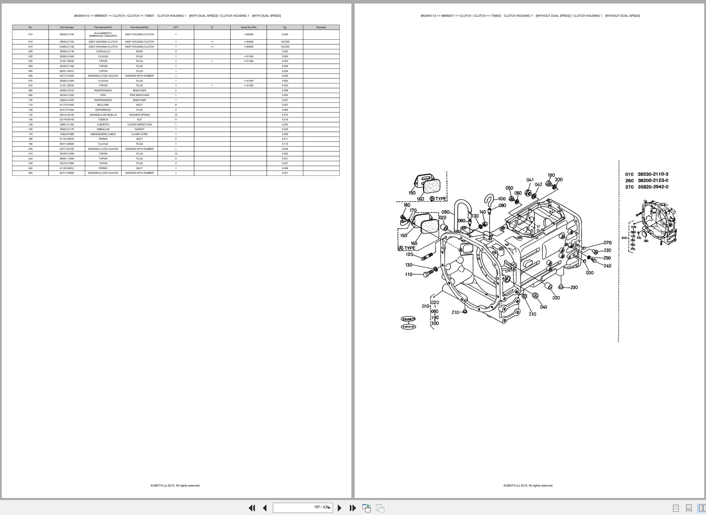 Kubota Tractor M8950DT Spare Parts Catalog EN ES (2)