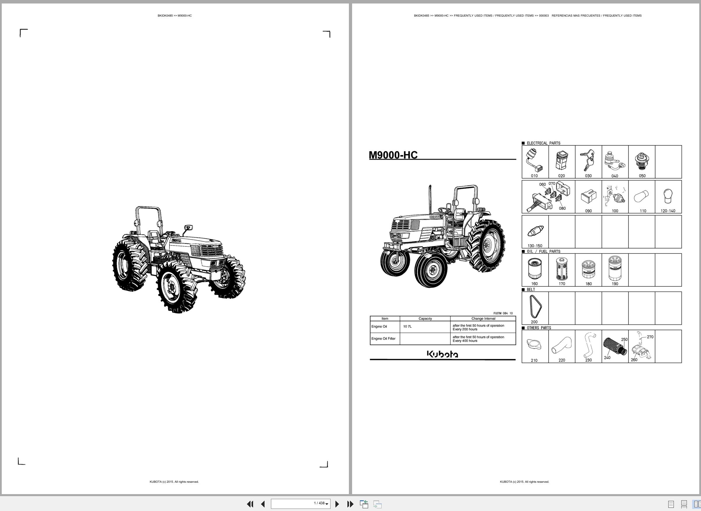 Kubota Tractor M9000 HC Spare Parts Catalog EN ES (1)