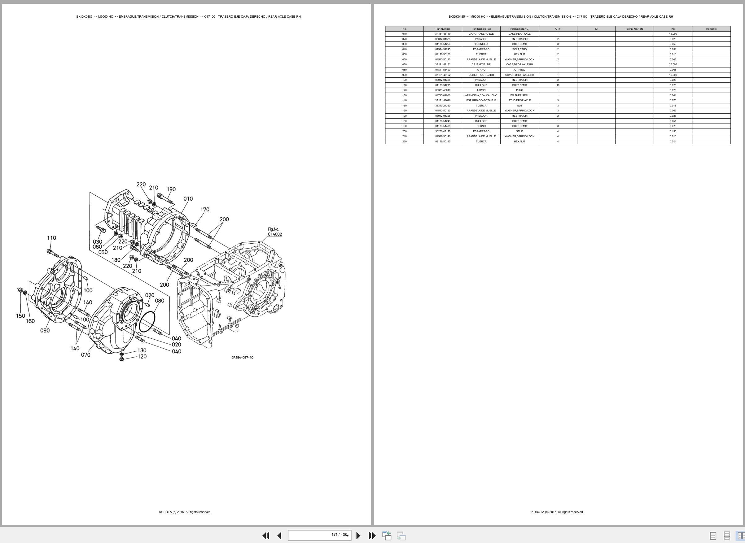 Kubota Tractor M9000 HC Spare Parts Catalog EN ES (2)