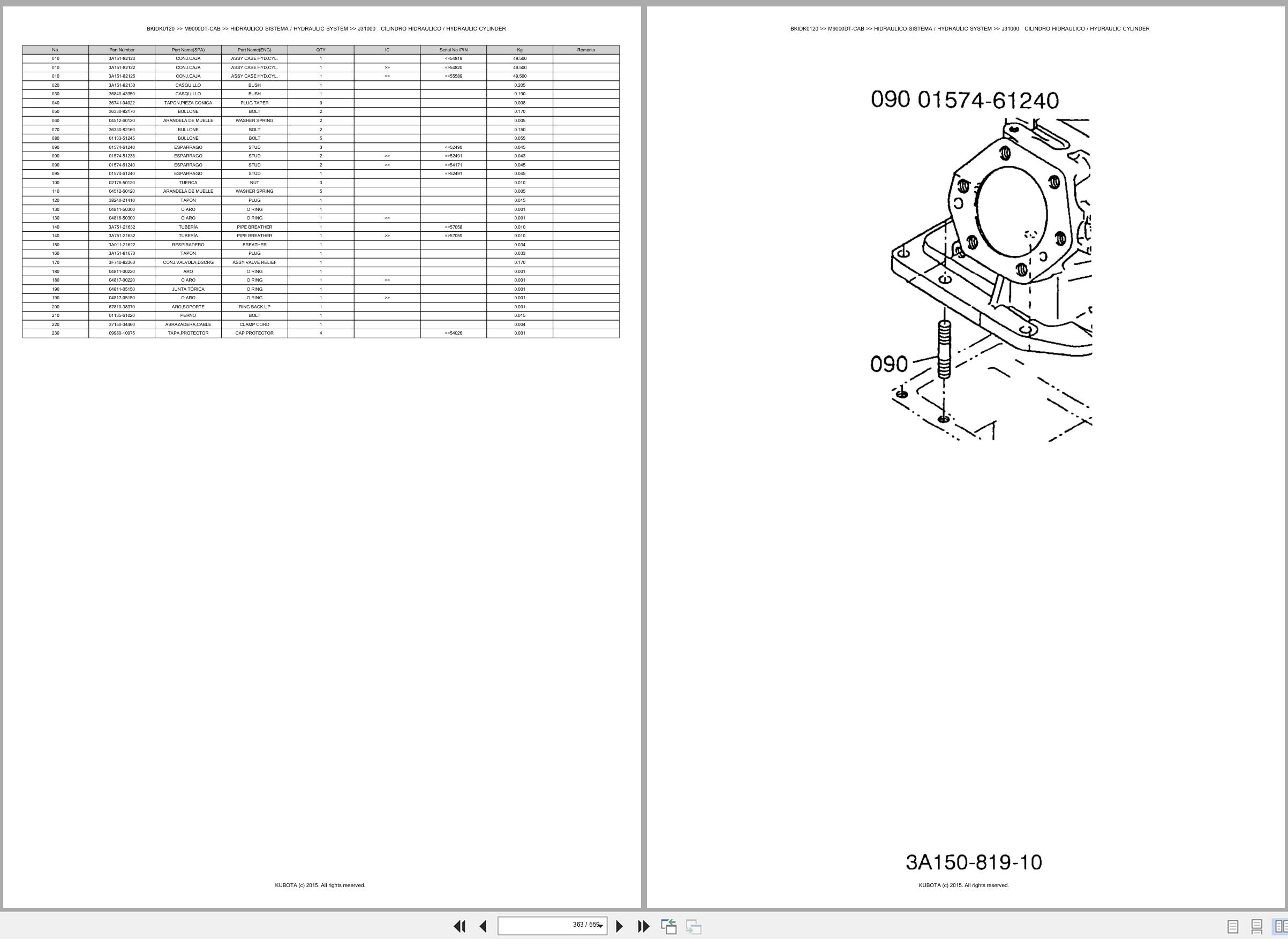 Kubota Tractor M9000DT CAB Spare Parts Catalog EN ES (3)