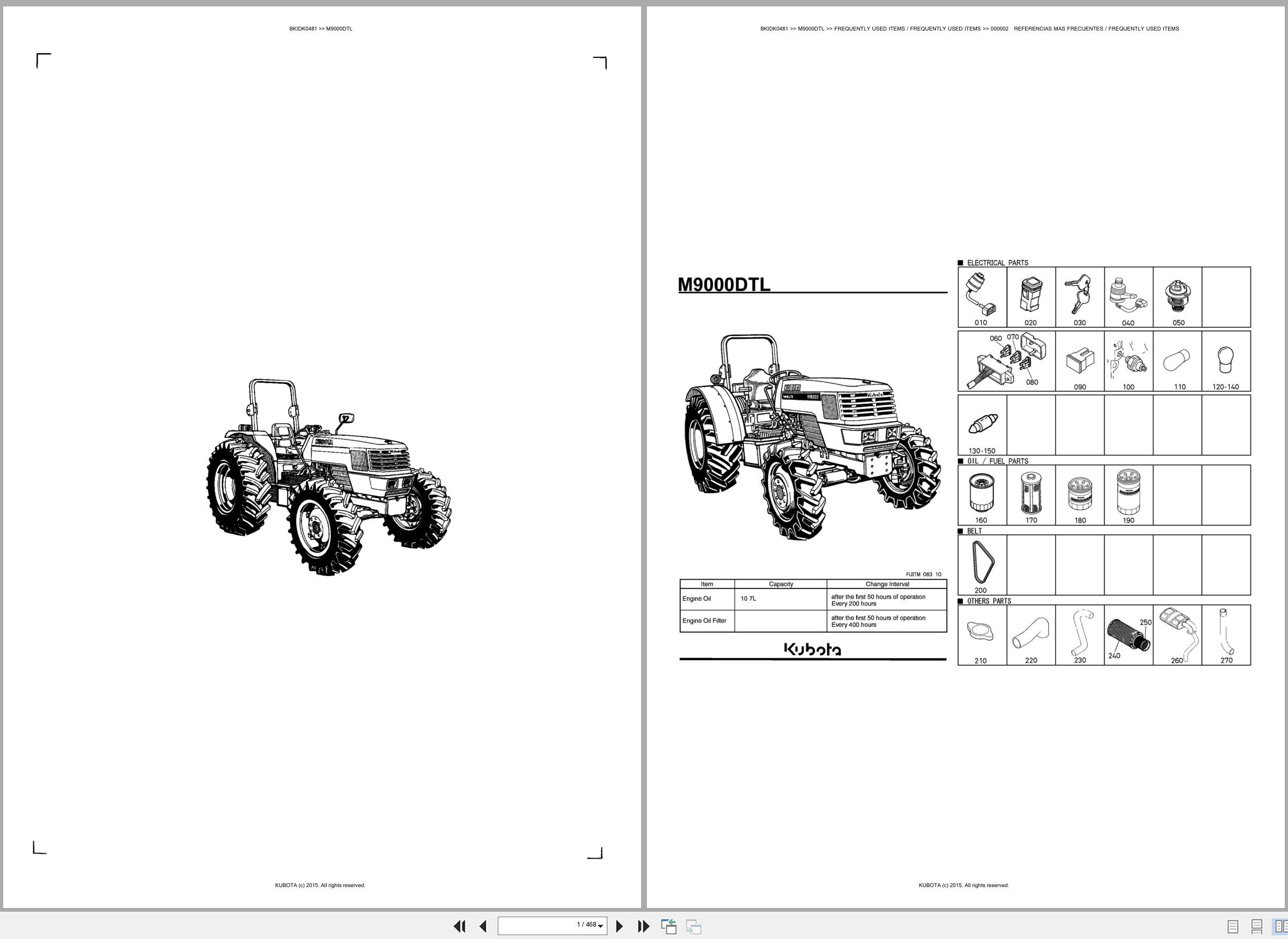 Kubota Tractor M9000DTL Spare Parts Catalog EN ES (1)