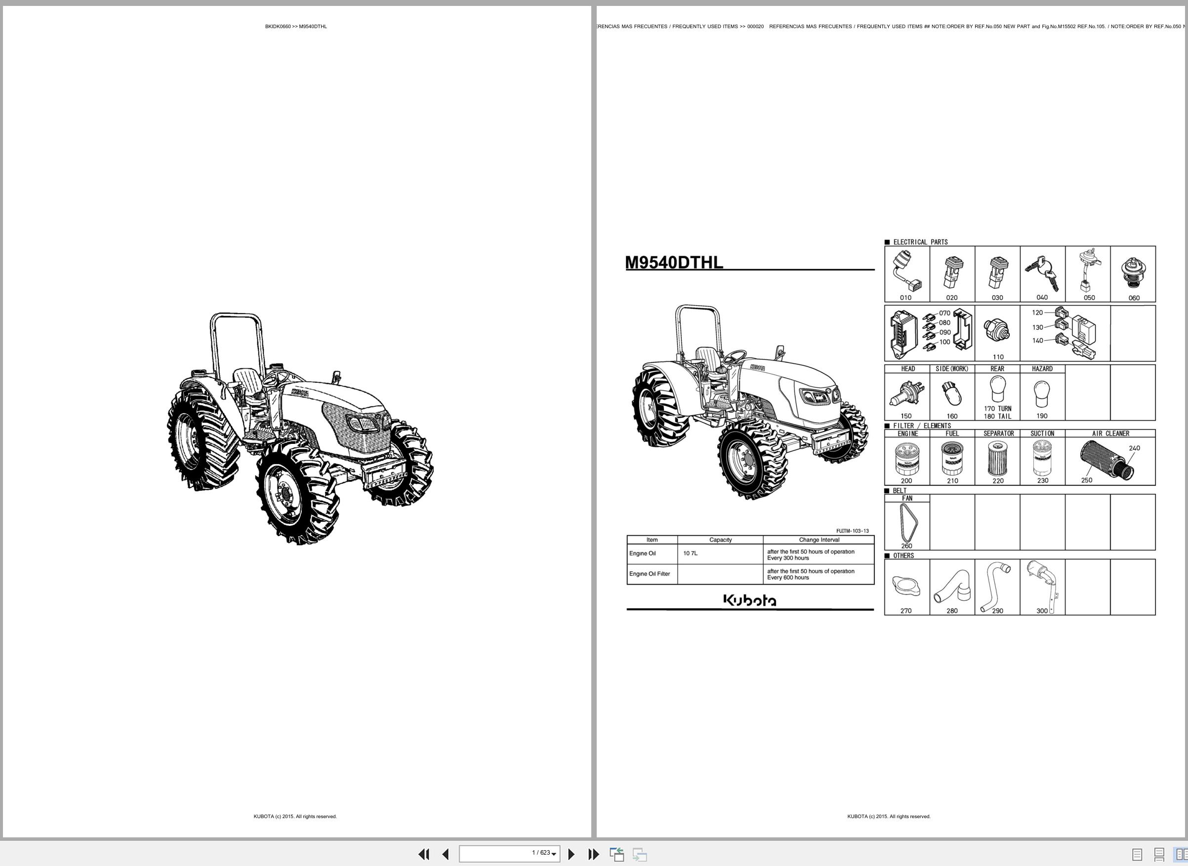 Kubota Tractor M9540DTHL Spare Parts Catalog EN ES (1)