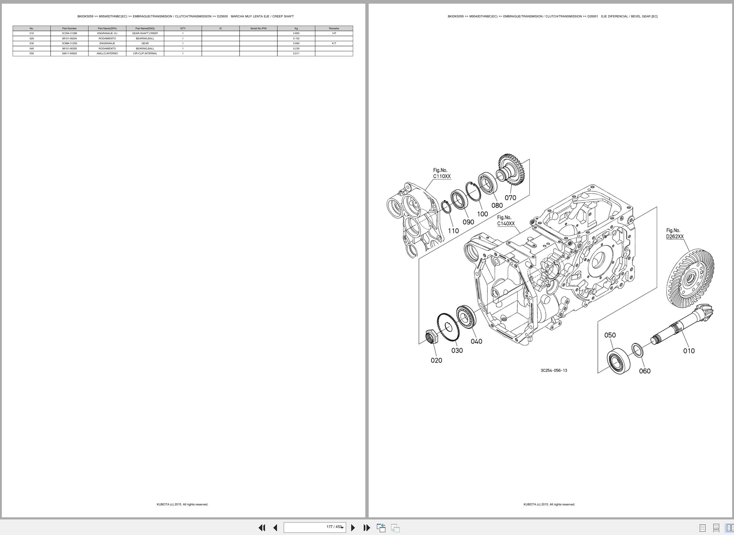 Kubota Tractor M9540DTHNBC(EC) Spare Parts Catalog EN ES (2)