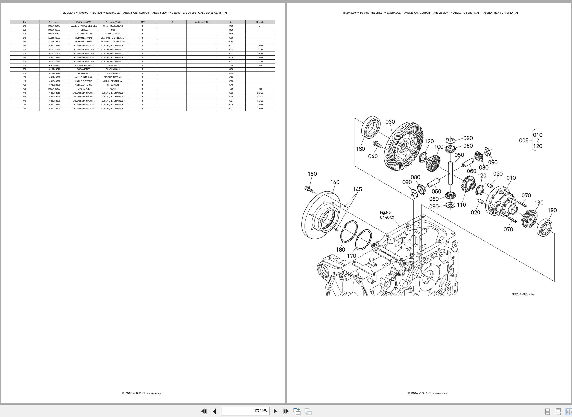 Kubota Tractor M9540DTHNBC(ITA) Spare Parts Catalog EN ES (2)
