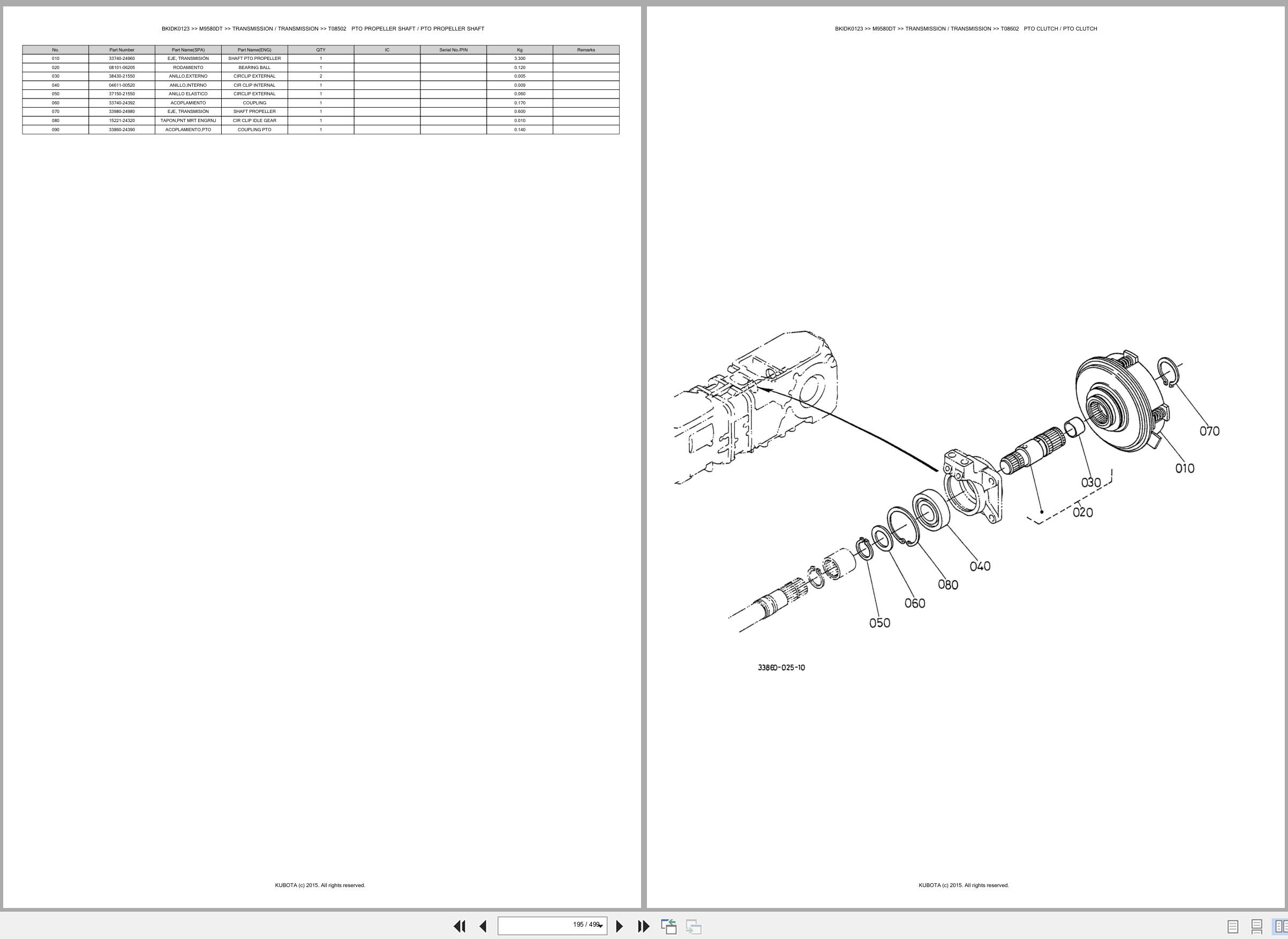 Kubota Tractor M9580DT Spare Parts Catalog EN ES (2)