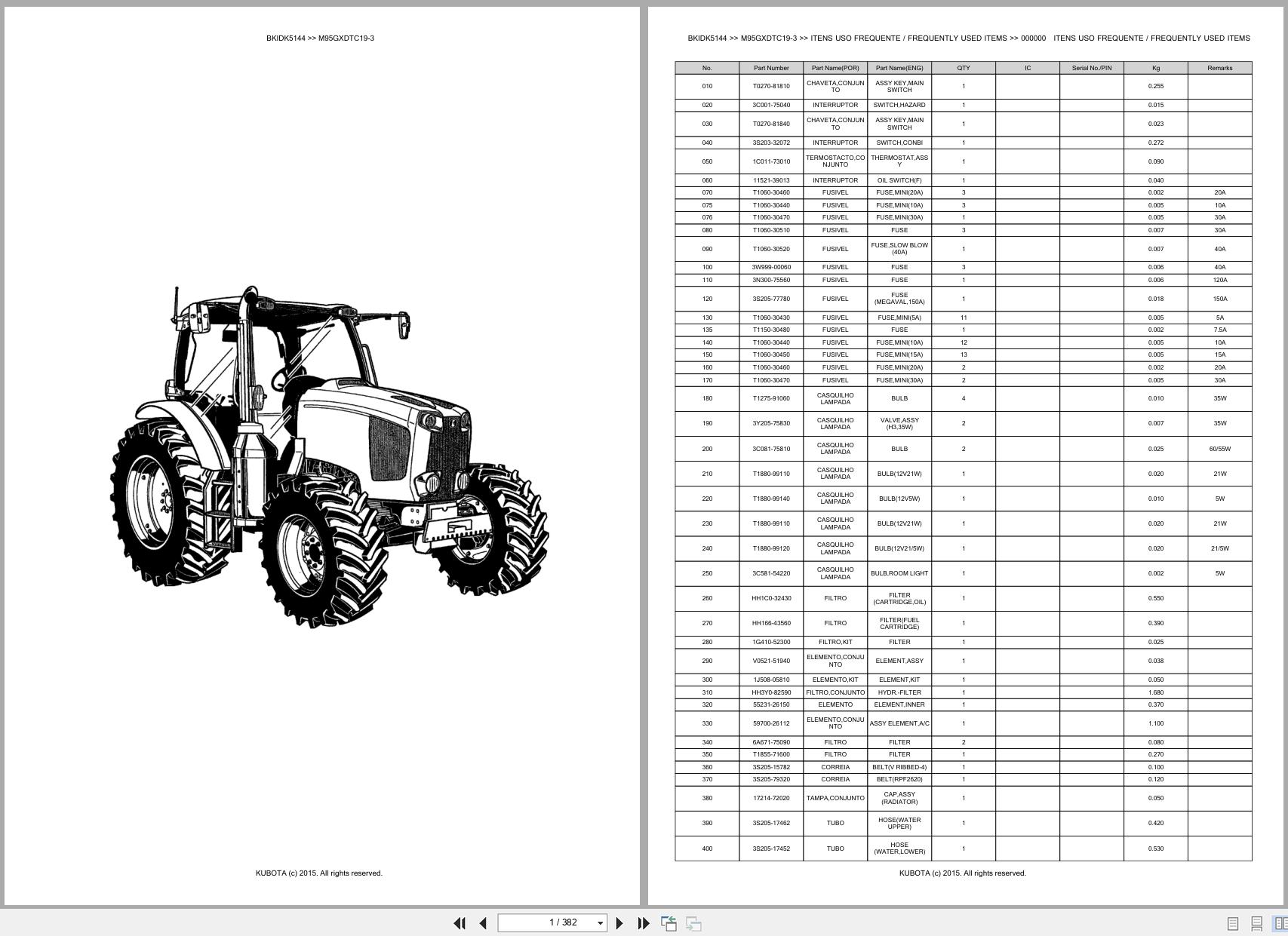 Kubota Tractor M95GXDTC19 3 Spare Parts Catalog EN PT (1)
