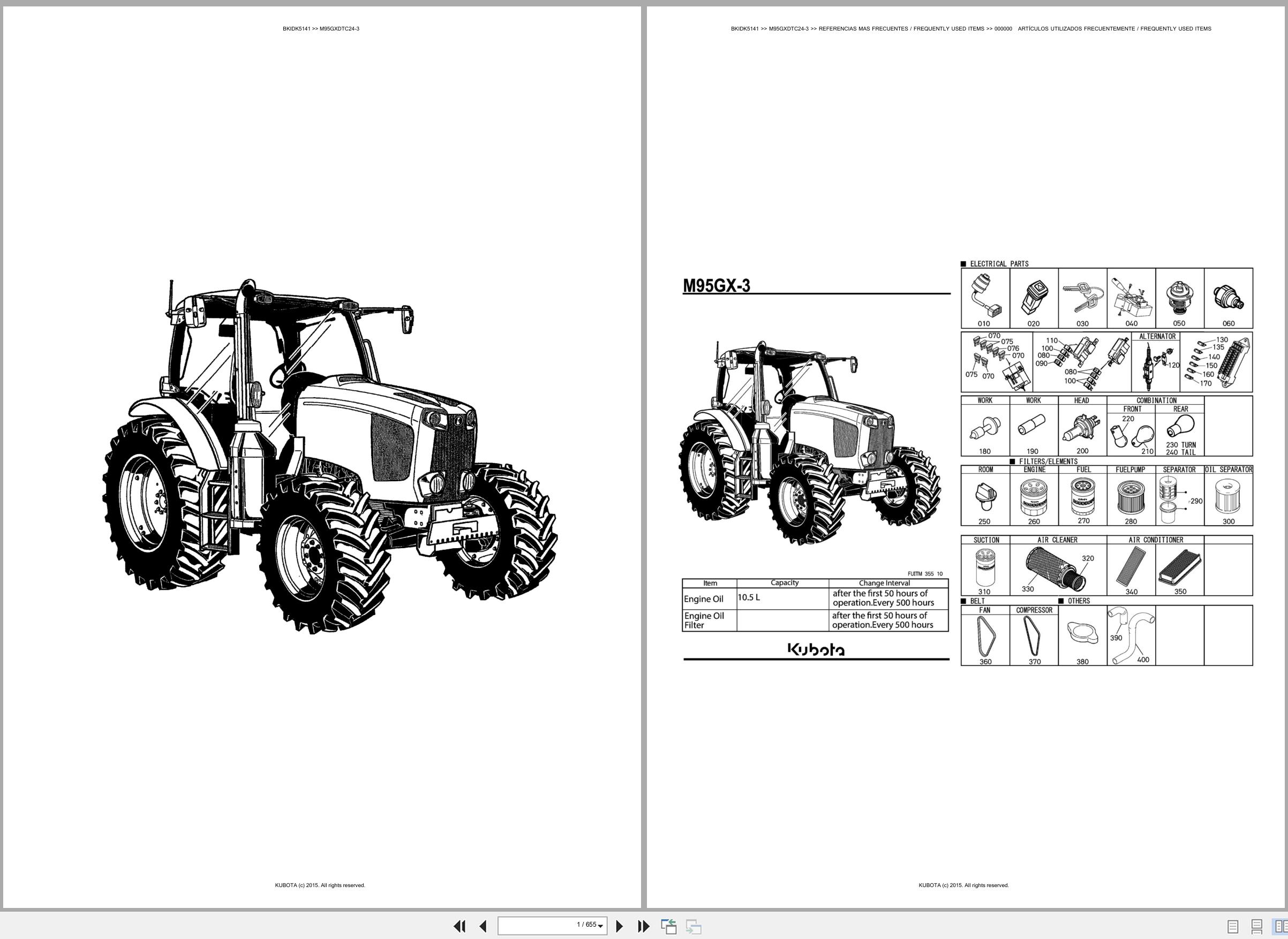 Kubota Tractor M95GXDTC24 3 Spare Parts Catalog EN ES (1)