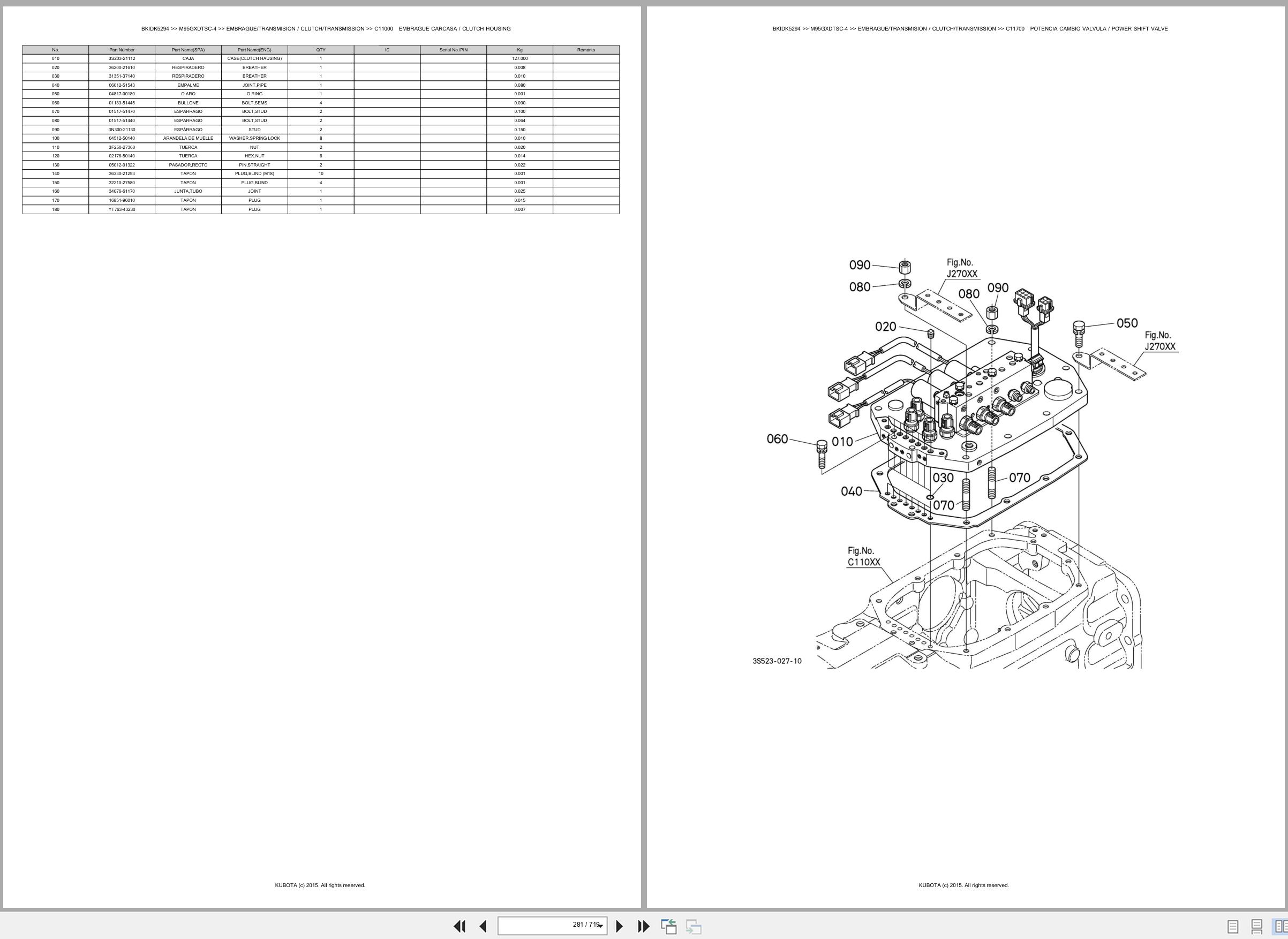 Kubota Tractor M95GXDTSC 4 Spare Parts Catalog EN ES (2)