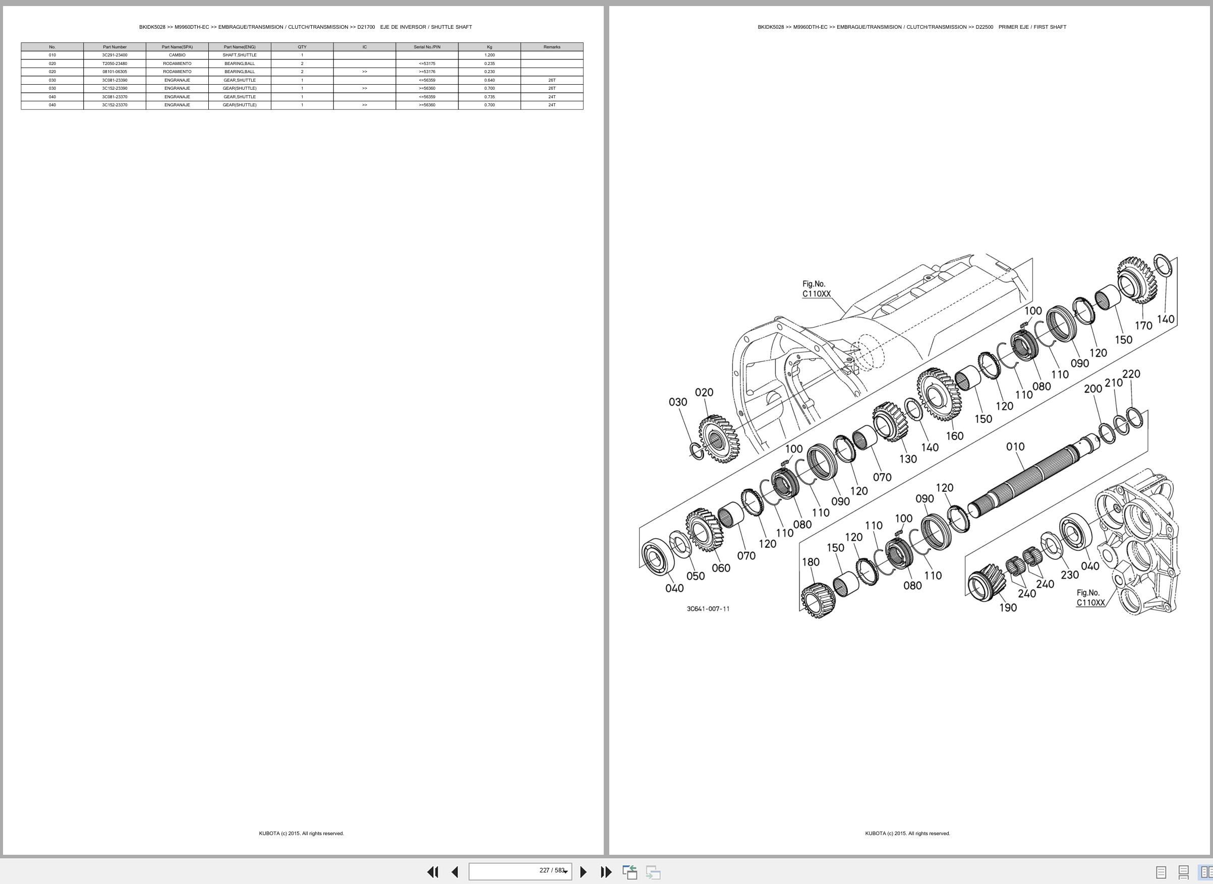 Kubota Tractor M9960DTH EC Spare Parts Catalog EN ES (2)